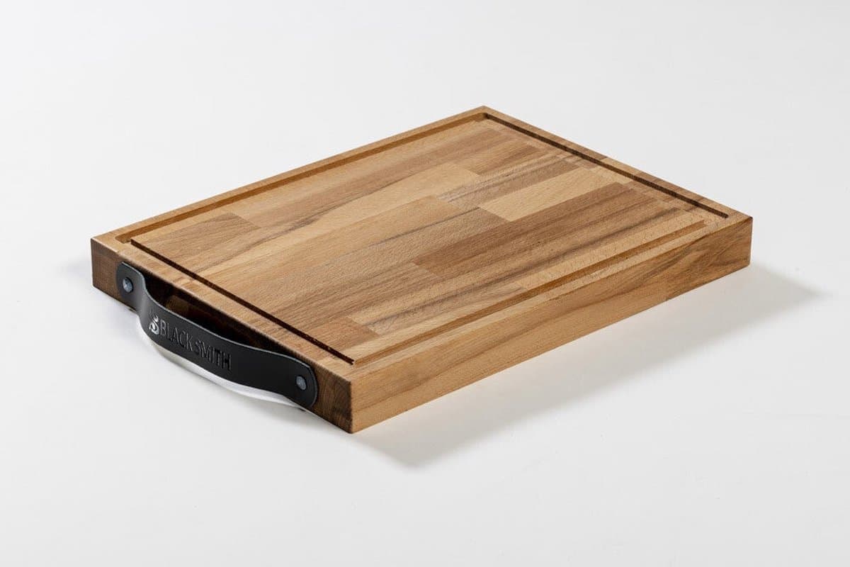 Blacksmith Houten Snijplank L - Beuken - Met leren handvat