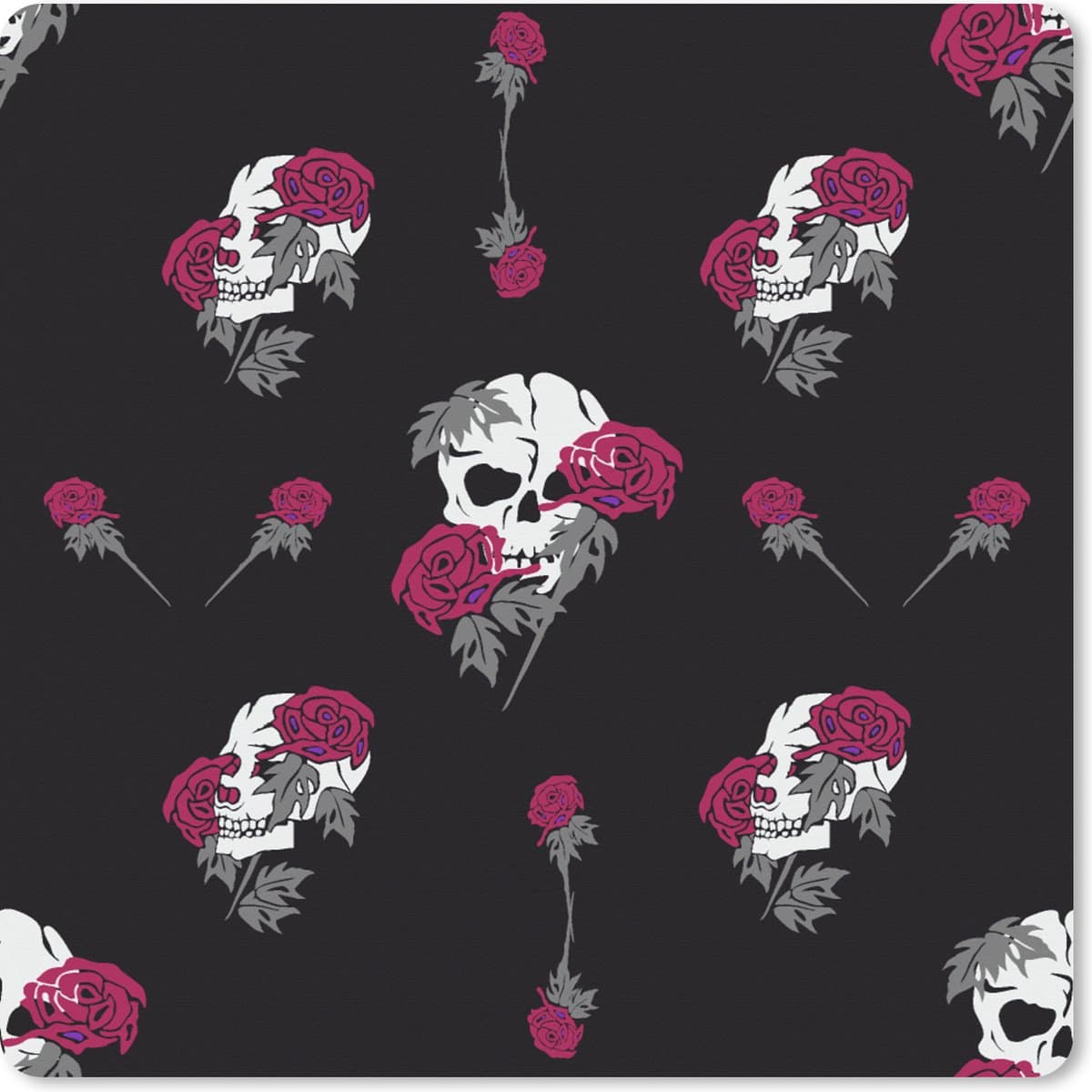 Muismat XXL 60x60 cm - Bureau onderlegger - Bureau mat Meiden - Skull - Rozen - Patronen - Girl - Kids - Kinderen - Meisje - Bureaumat - Gaming mousepad xl - Bureaulegger groot - Computer deskmat