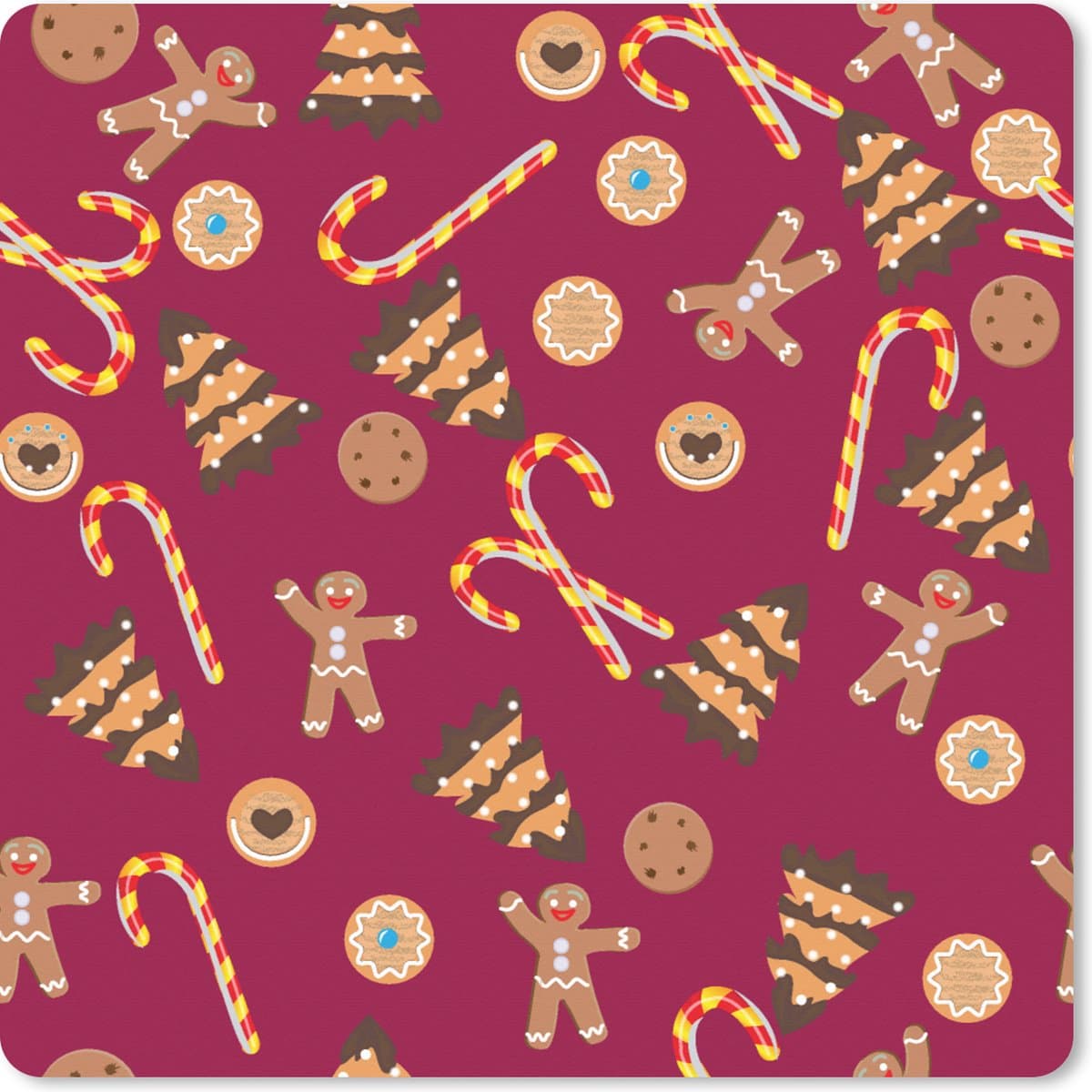 Muismat XXL 80x80 cm - Bureau onderlegger - Bureau mat Kerst - Zuurstok - Peperkoek - Patronen - Bureaumat - Gaming mousepad xl - Bureaulegger groot - Computer deskmat - Kerst - Cadeau - Kerstcadeau voor mannen en voor vrouwen
