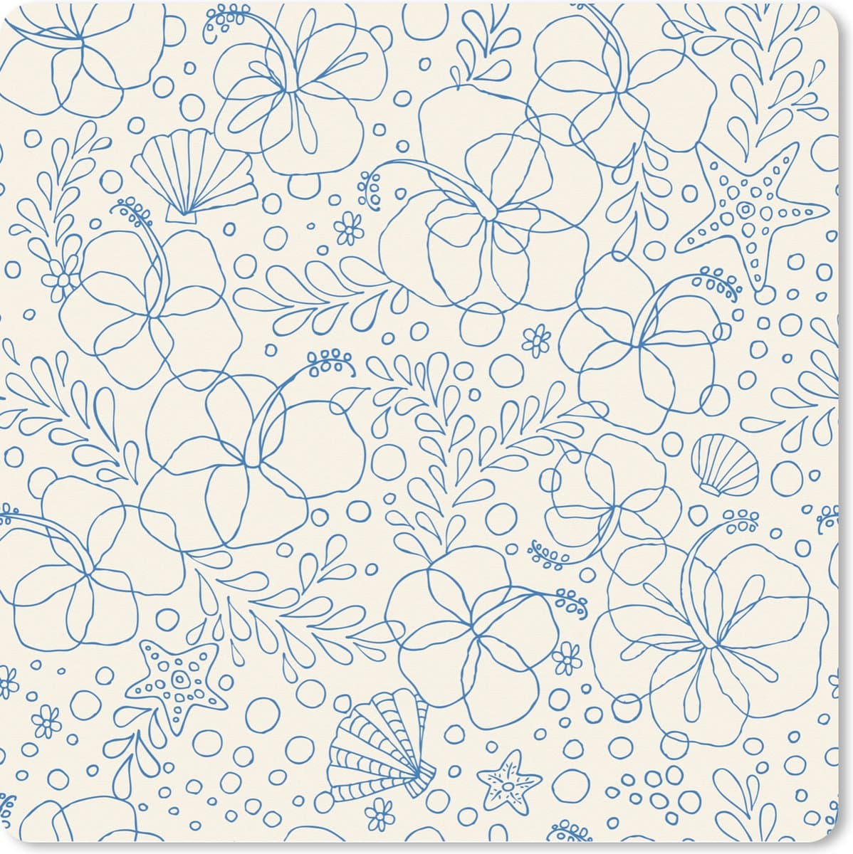 Muismat XXL 60x60 cm - Bureau onderlegger - Bureau mat Zomer - Bloemen - Blauw - Bureaumat - Gaming mousepad xl - Bureaulegger groot - Computer deskmat