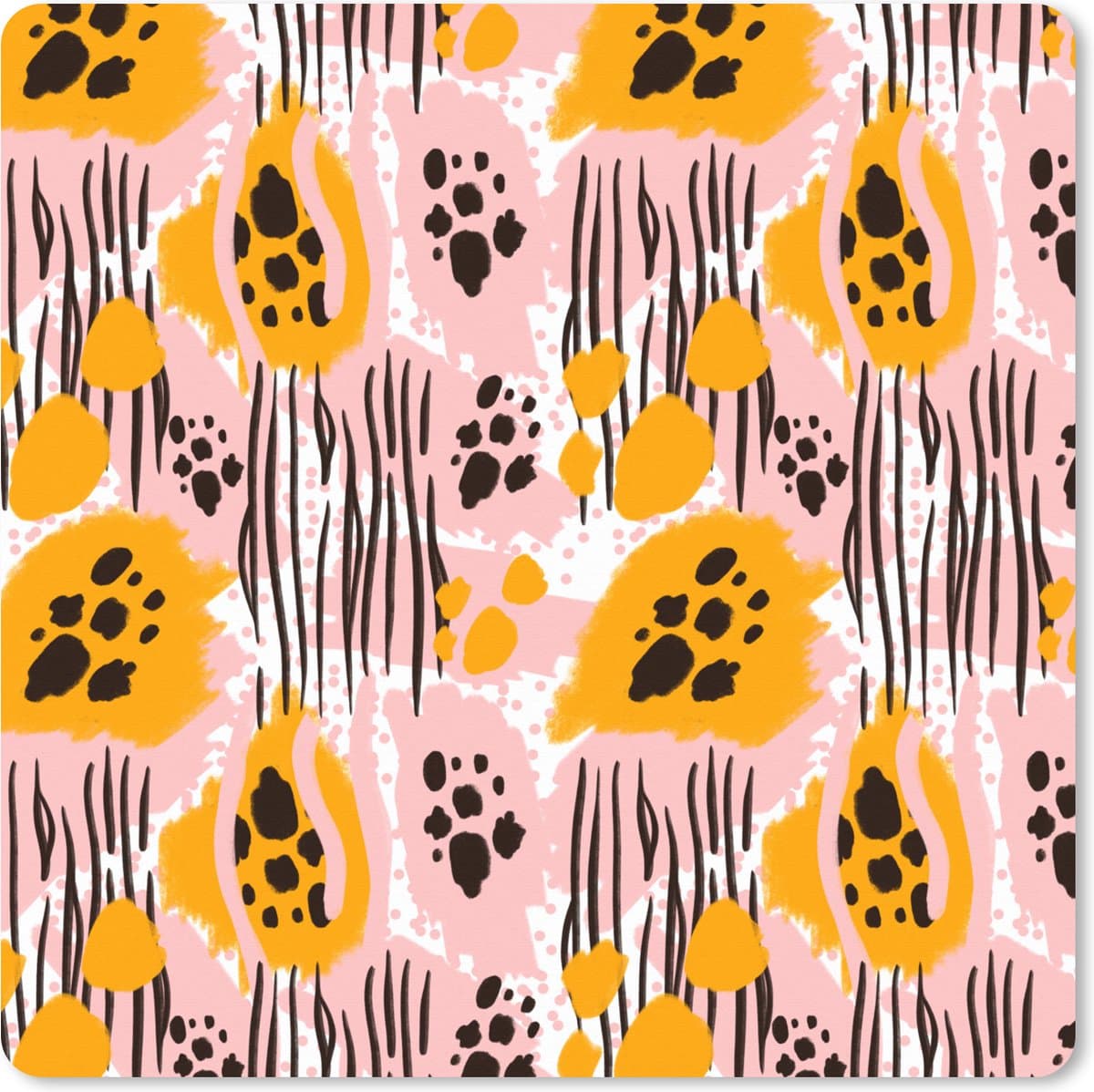 Muismat XXL 40x40 cm - Bureau onderlegger - Bureau mat Roze - Oranje - Vormen - Patroon - Bureaumat - Gaming mousepad xl - Bureaulegger groot - Computer deskmat