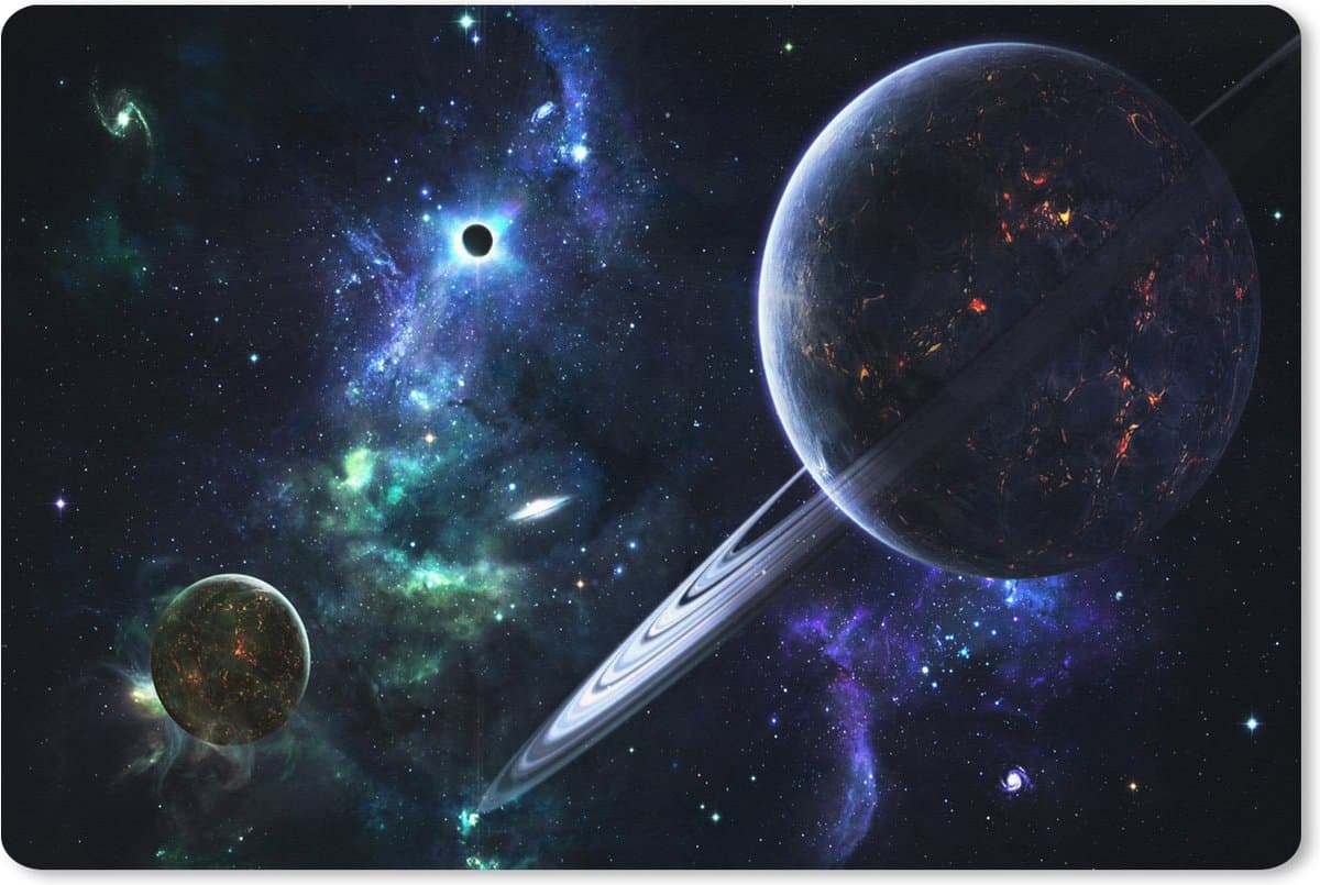 Muismat XXL 90x60 cm - Bureau onderlegger - Bureau mat Planeten - Sterren - Sterrenstelsel - Bureaumat - Gaming mousepad xl - Bureaulegger groot - Computer deskmat