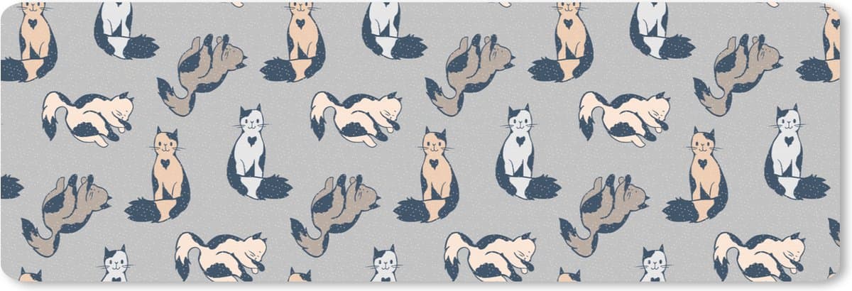 Muismat XXL 90x30 cm - Bureau onderlegger - Bureau mat Patroon - Kat - Hart - Jongens - Meisjes - Kinderen - Kindje - Bureaumat - Gaming mousepad xl - Bureaulegger groot - Computer deskmat