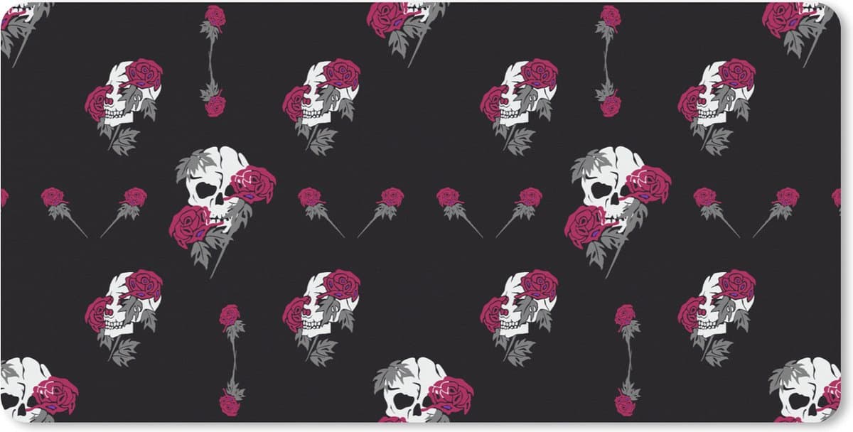 Muismat XXL 80x40 cm - Bureau onderlegger - Bureau mat Meiden - Skull - Rozen - Patronen - Girl - Kids - Kinderen - Meisje - Bureaumat - Gaming mousepad xl - Bureaulegger groot - Computer deskmat