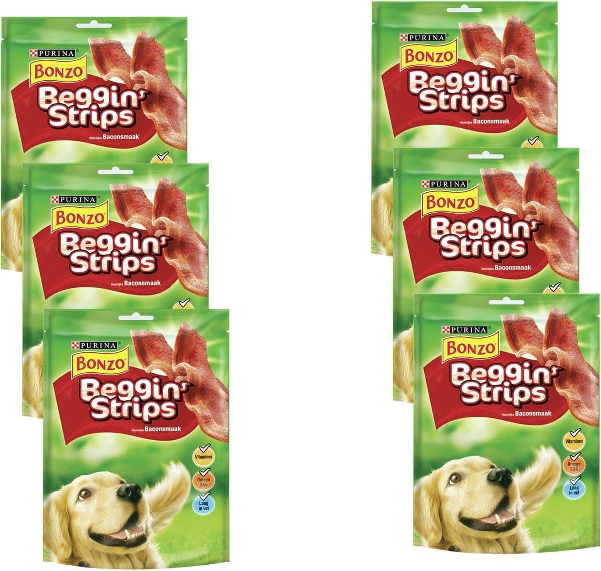 Bonzo Beggin Strips Bacon - Hondensnacks - 6 x Bacon 120 g