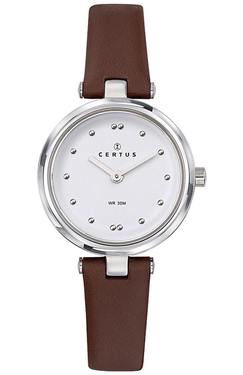 Certus-Stijlvol Dames horloge-Bruin lederen band.