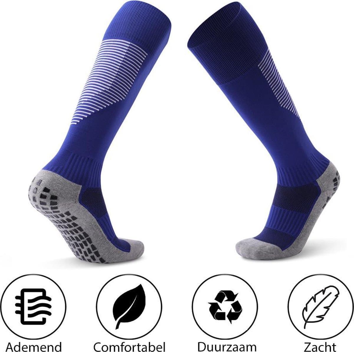 MyStand® Gripsokken Hoog Voetbal Sport Grip Sokken Hoog Anti Blaren Unisex One Size - Blauw
