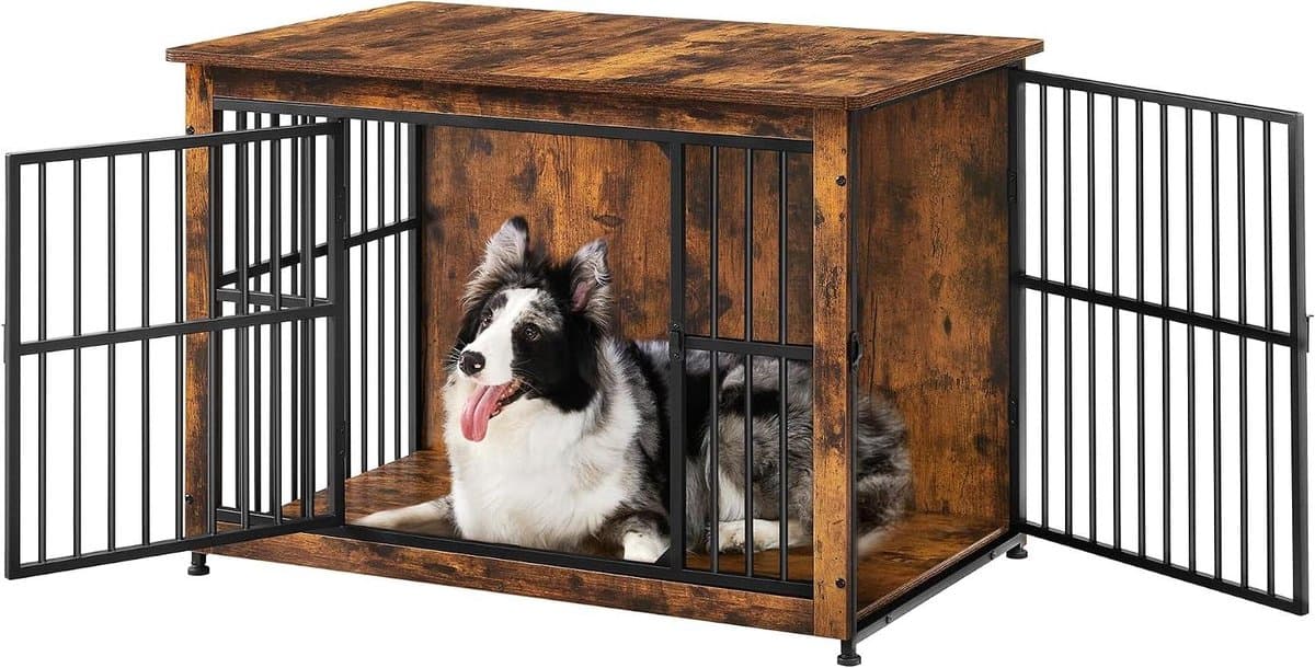 Hondenmeubel Bench - Huisdierenverblijf - Veilig Huisdier - Dubbele Deuren - 98 x 65 x 69 cm - Vintage Bruin