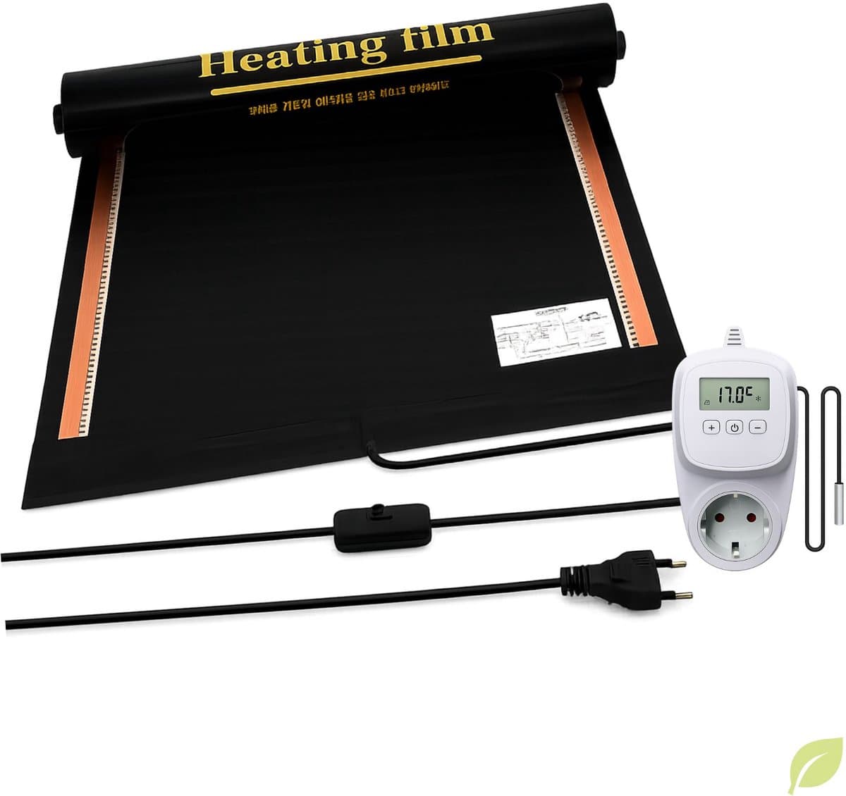 Durensa® caravan tapijtverwarming - Plug in thermostaat -130*130 cm - 372 Watt