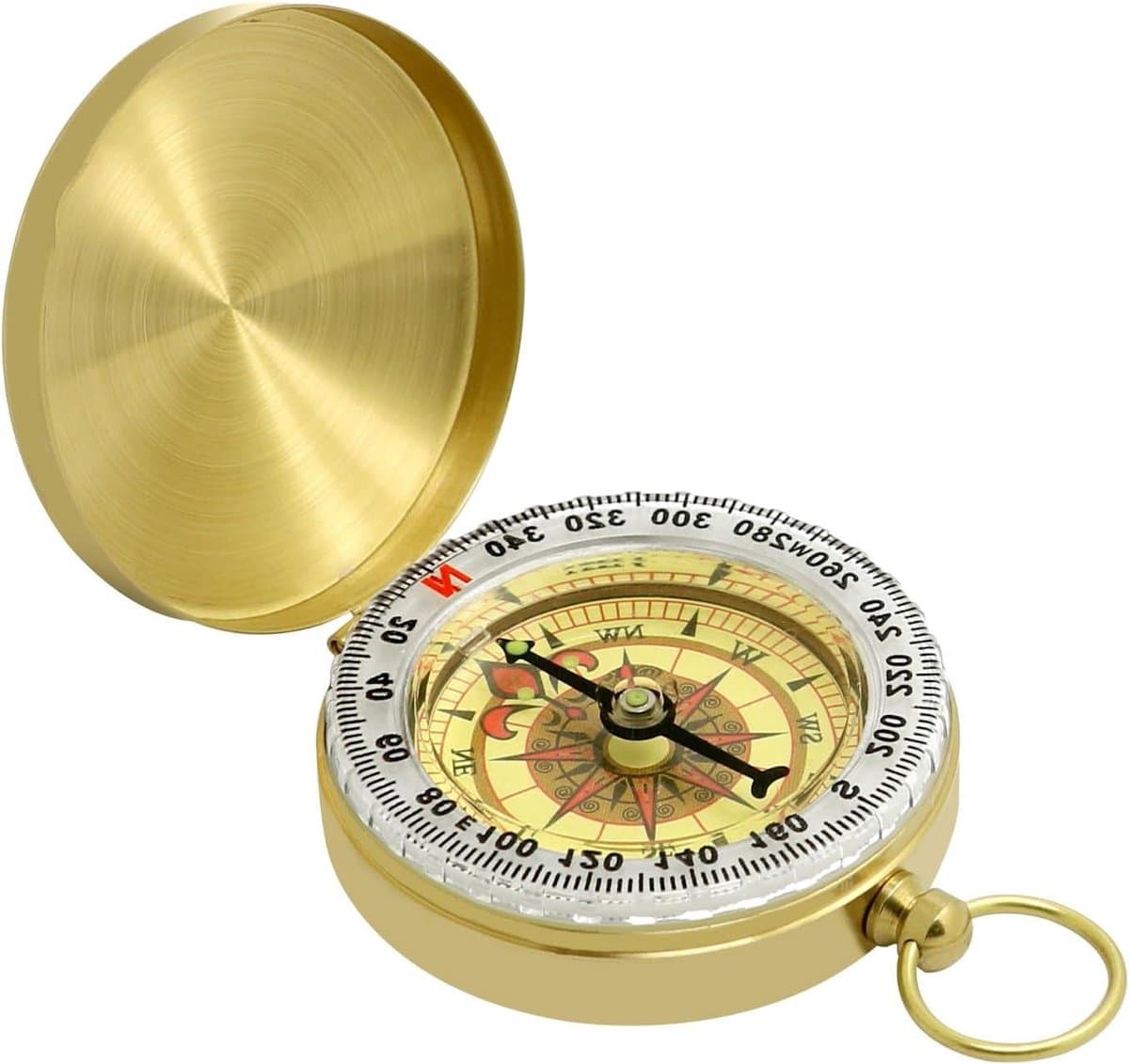 Zakhorloge Kompas - Navigatie Kompas Antiek - Buiten Activiteiten - Lichtgevende Wijzerplaat - 6.1 x 5.99 x 2.21 cm - Goudkleurig