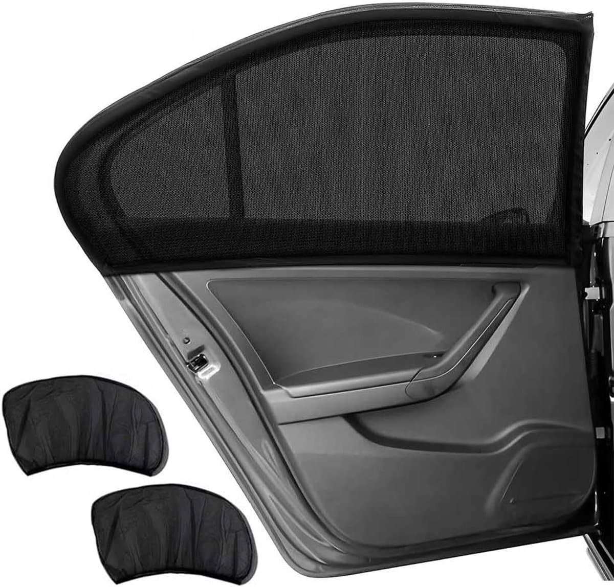 Autozonneschermen Baby - Zijraam Schermen - Kind Beschermen - UV Bescherming - 2 Stuks - Zwart