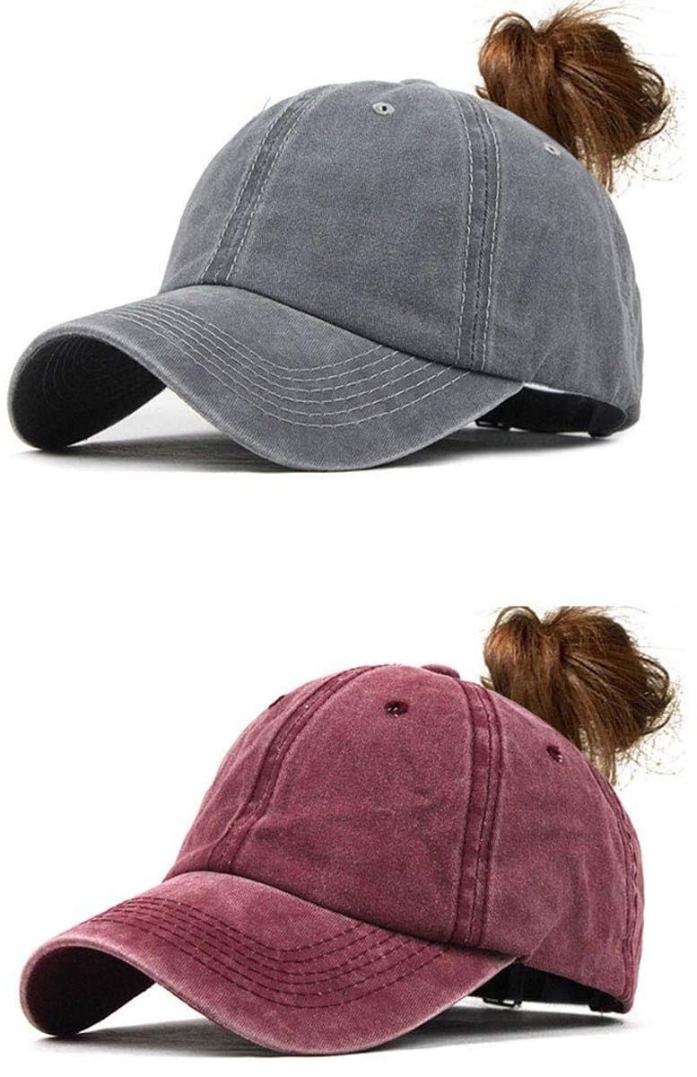 Dailygoods- Baseball Cap Vintage - Verstelbare Honkbalpet - Paardenstaartgat - Ademend Mesh-Design - Unisex - Casual Retro Stijl - Pet