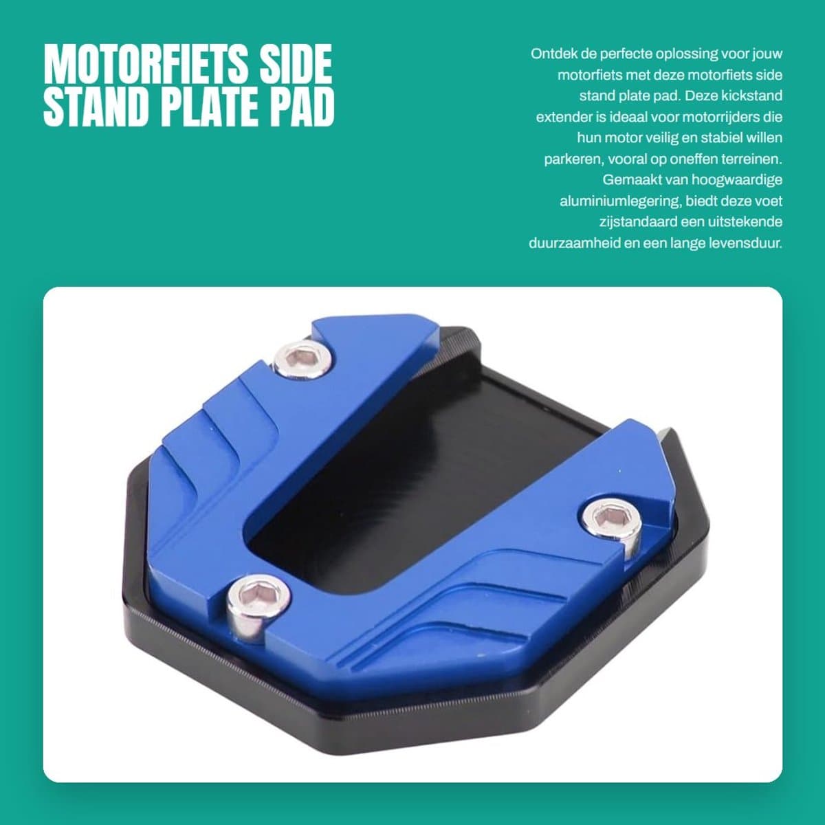 Dailygoods- Standplaatspad Hoge Sterkte - Voetstandaard - Kickstand Extender - Slijtvast - Aluminiumlegering - Anodische Oxidatie - Motorfietsstandaard