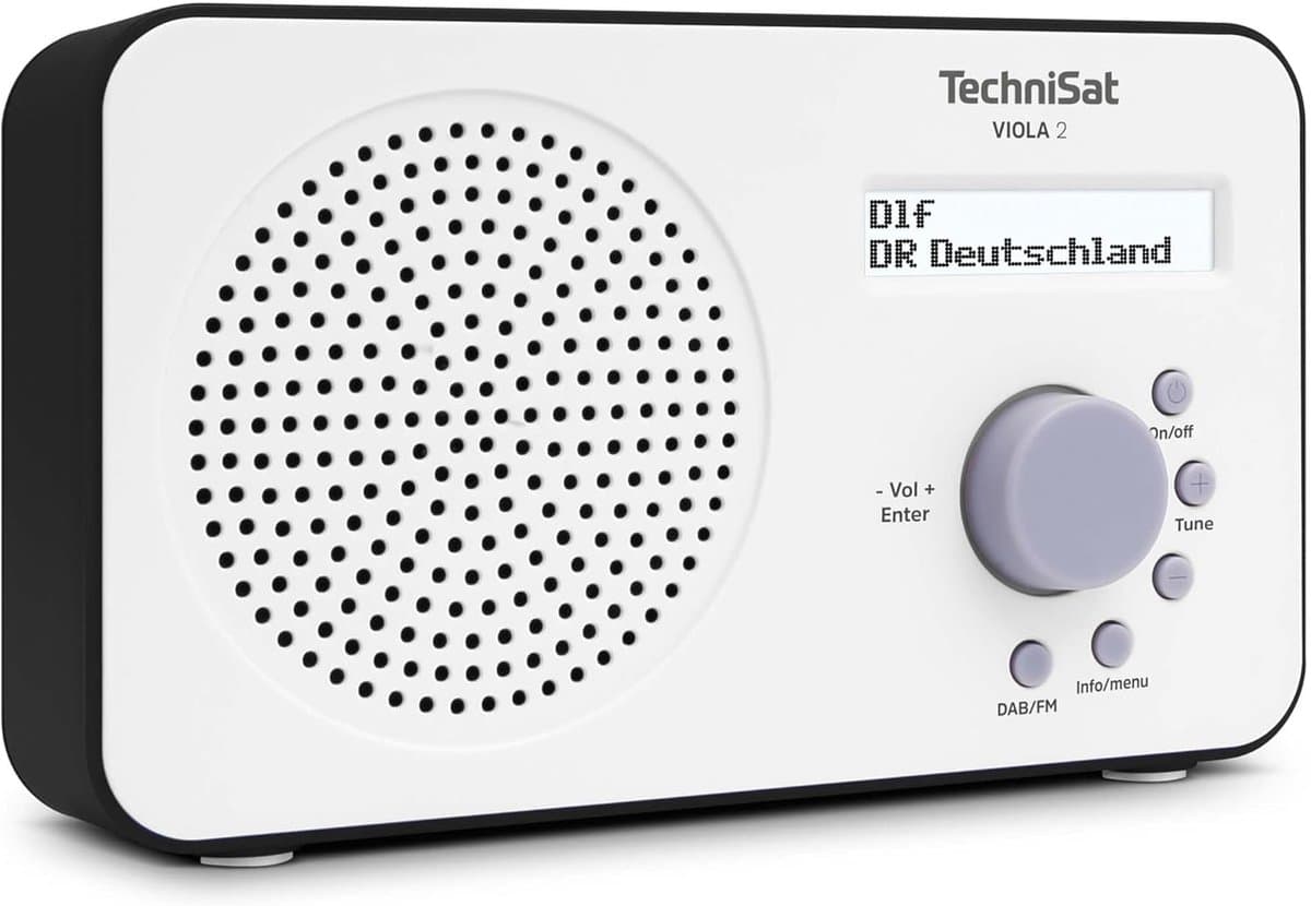 Thijox - Draagbare DAB-radio VIOLA 2 - DAB+, FM, Luidspreker, Koptelefoonaansluiting, Compact, Tweeregelig Display, Wit/Zwart, Ideaal voor Camping, Fe