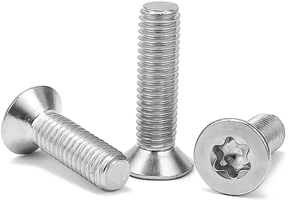 x (16-50 mm) schroeven met verzonken kop Torx - machineschroeven met platte kop van roestvrij staal A2 V2A, zilverkleurig, voor machines en meubels, 5 stuks