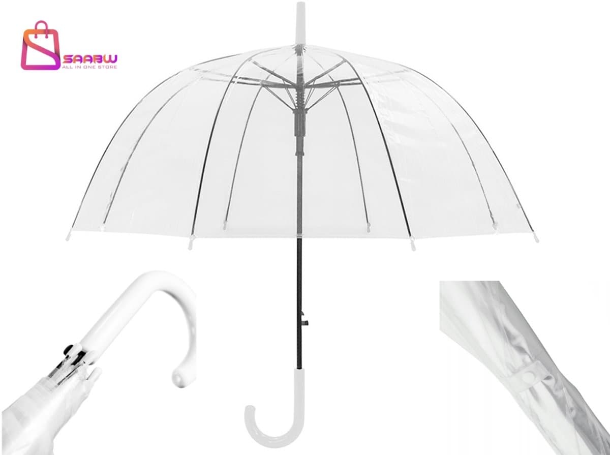 Transparante Bruidsparaplu - Grote Wedding Paraplu - Doorzichtige Paraplu voor Bruiloft, Fotoshoot en Regen - Automatisch - paraplu opvouwbaar - paraplu transparant - 29474