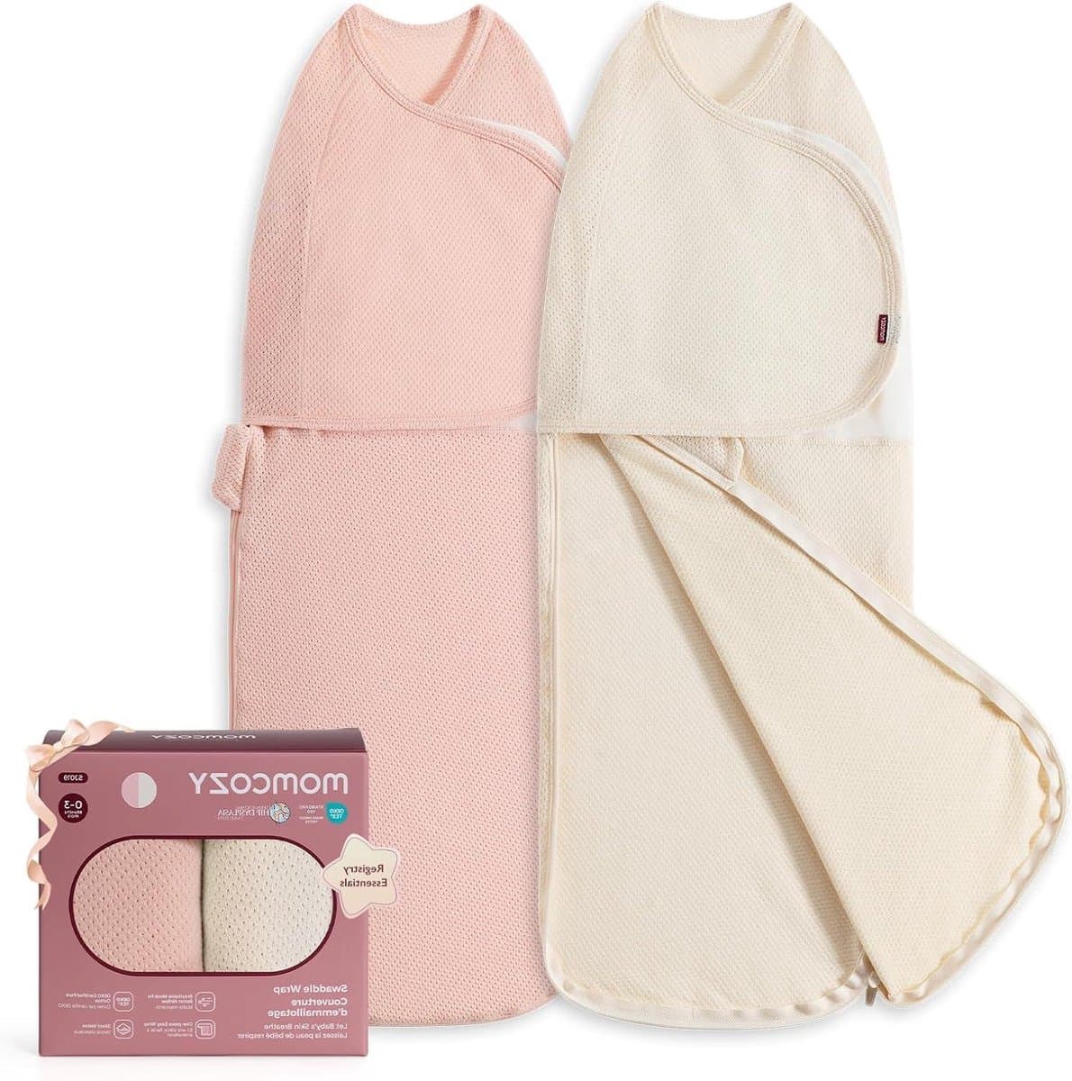Baby Swaddler Set - Baby Slaapzak - Rustige Slaap - Heupgezond Ontwerp - 2 Stuks - Beige Roze
