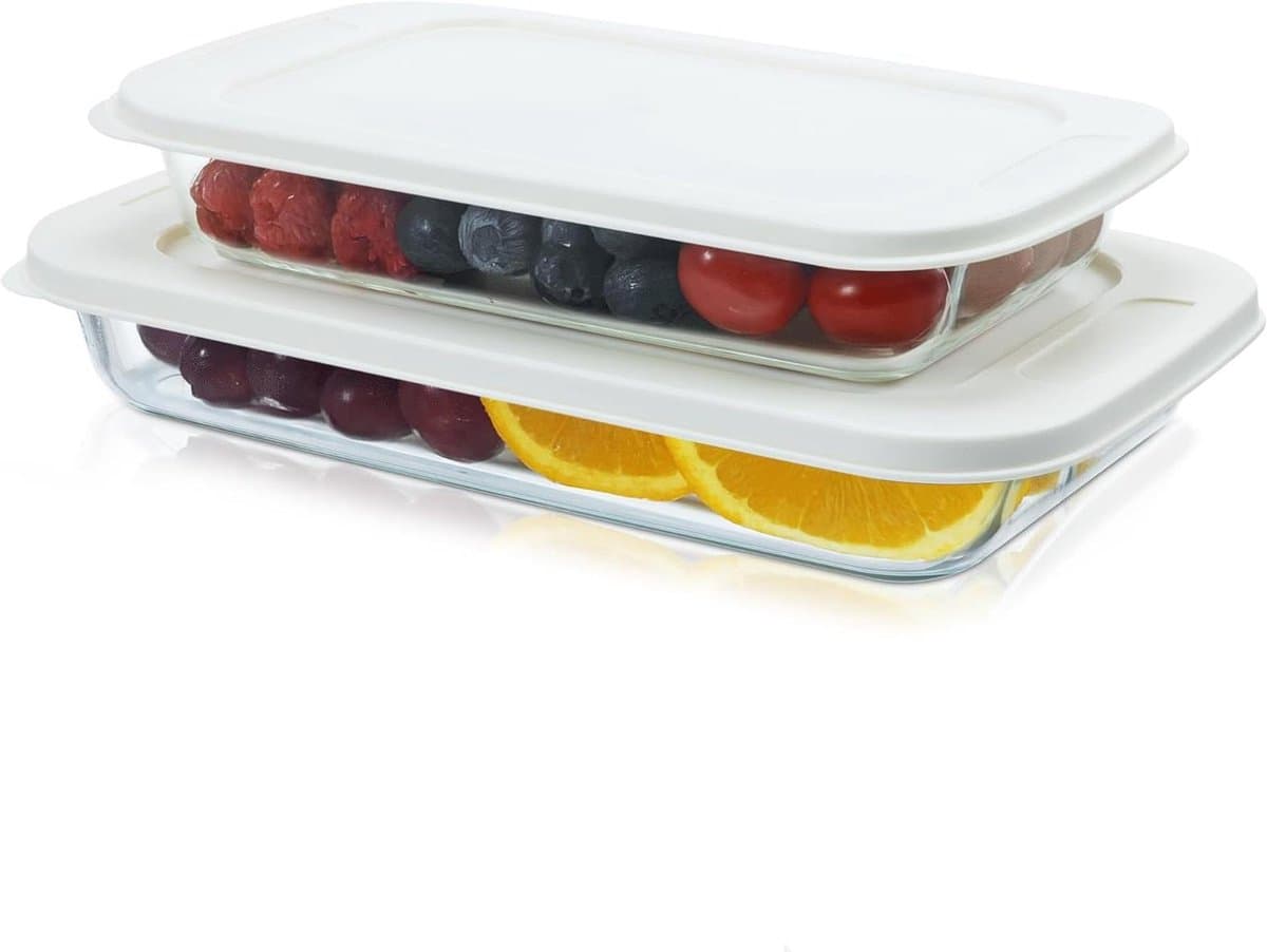 Glazen Vershoudbakjes - Ovenschalen Diepvries - Maaltijden Bereiden - Sterk Borosilicaatglas - 2 Maten 22L 16L - Helder