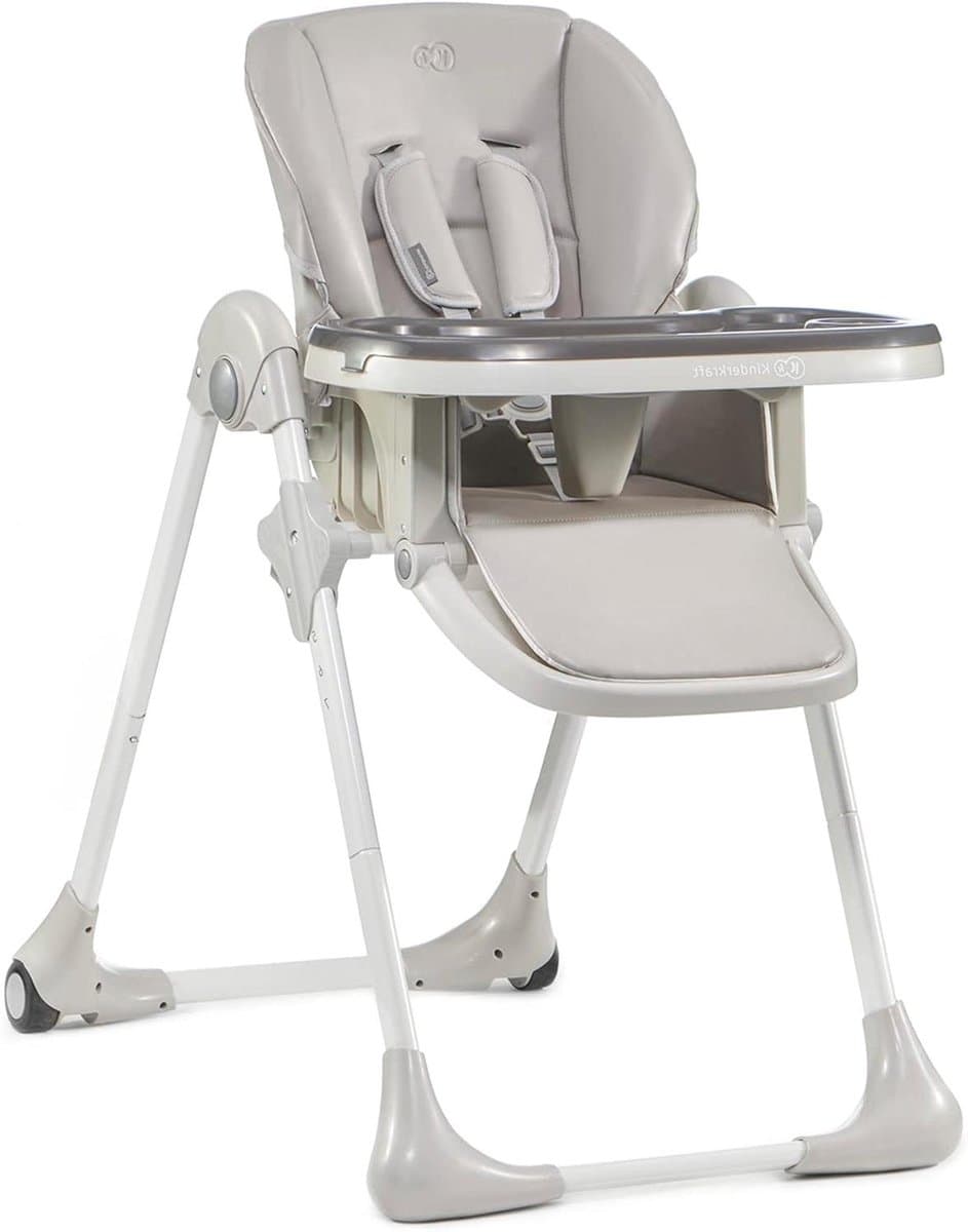 Hoge Kinderstoel - Babystoel Eetstoel - Baby Voeden - Opvouwbaar Compact - 7 Hoogte Niveaus - Grijs