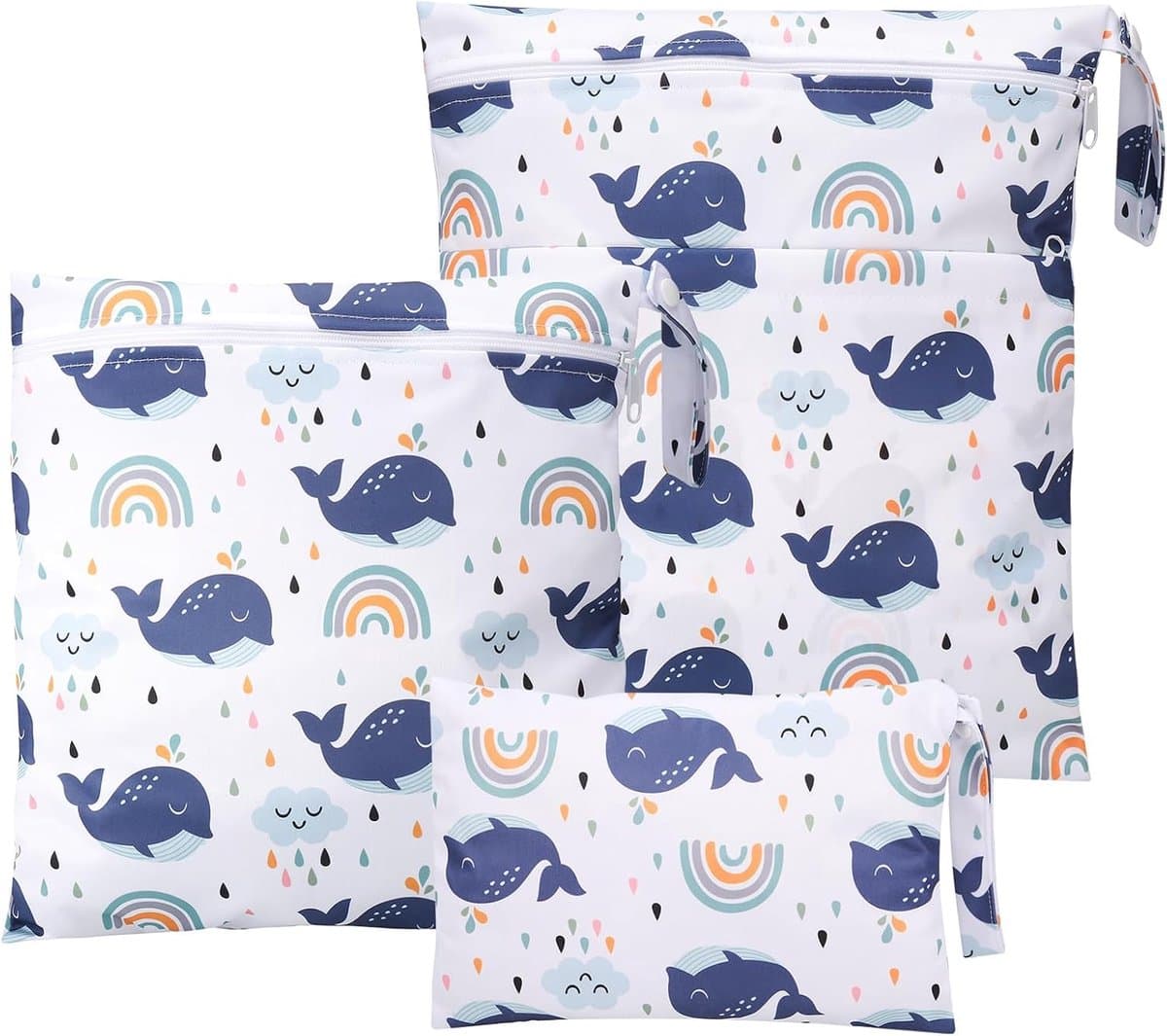 SnelShoppen - 3-delige Wetbag Set voor Wasbare Luiers - Herbruikbare Waterdichte Luierzakken met Rits - Ideaal voor Peuters, Reizen, Strand en Zwembad