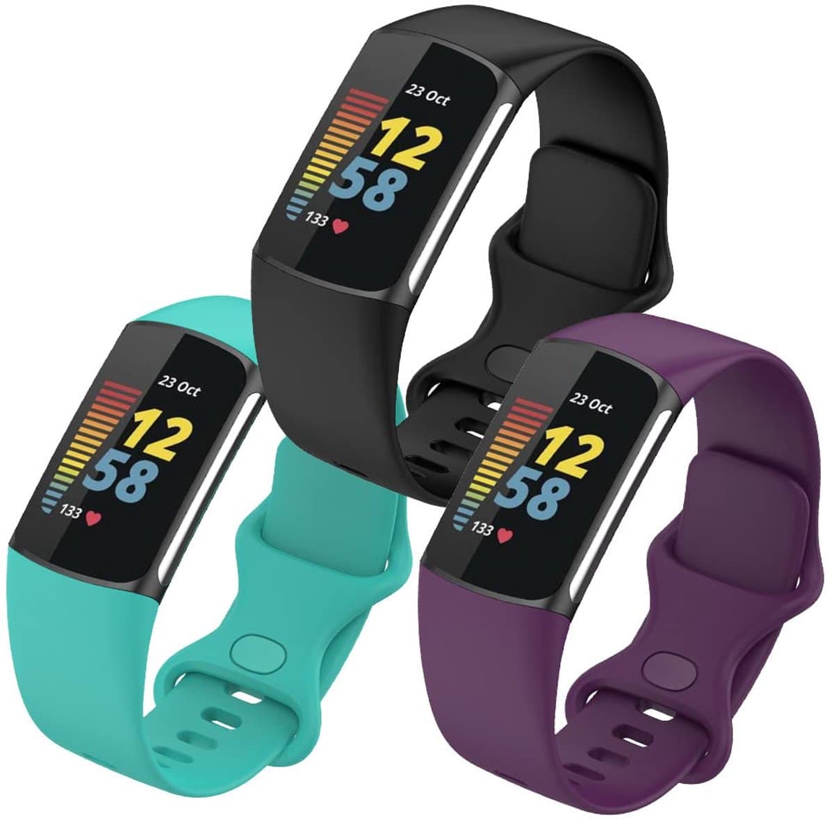 Sportarmband voor Fitbit Charge 5 - Verstelbaar Silikon Armband in Aprikose