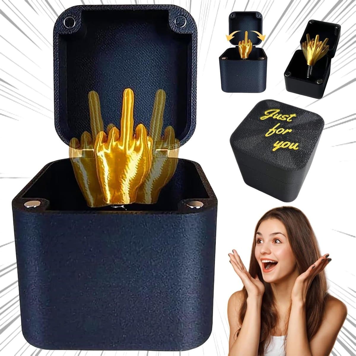 Verrassingsdoos met Vinger omhoog, Grappig Cadeau voor Volwassenen, Unieke Decoratie voor Kerst en Kantoor, Originele Gift Ideeën