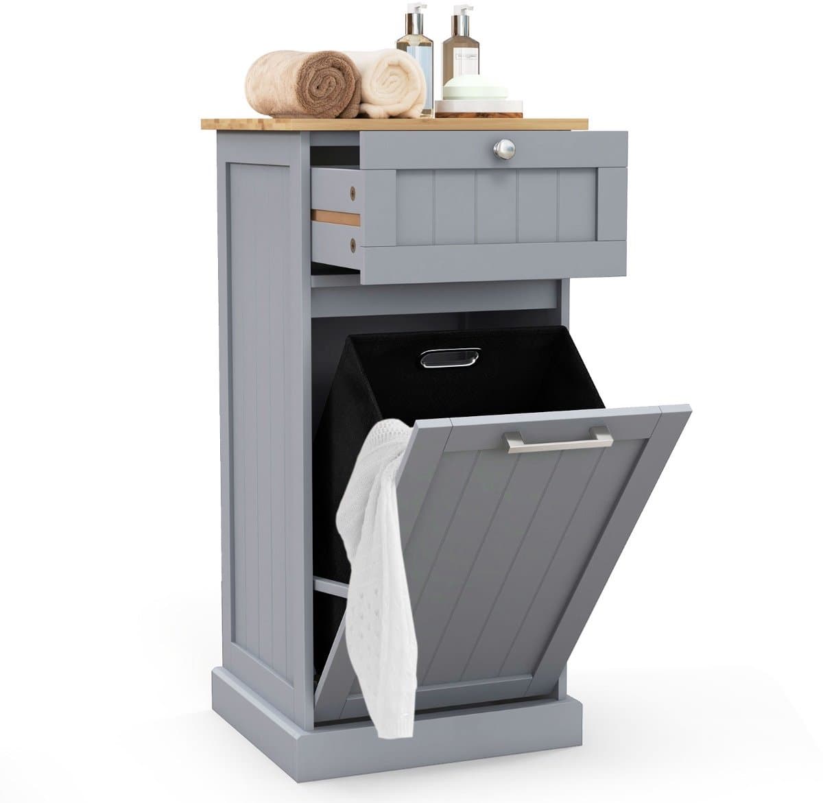 SureDeal® - Wasmand - Kledingkast - Kantelbaar - Lade Opbergkast - Uitneembaar - Badkamer Slaapkamer Bijkeuken - 40x37x82 cm - Grijs