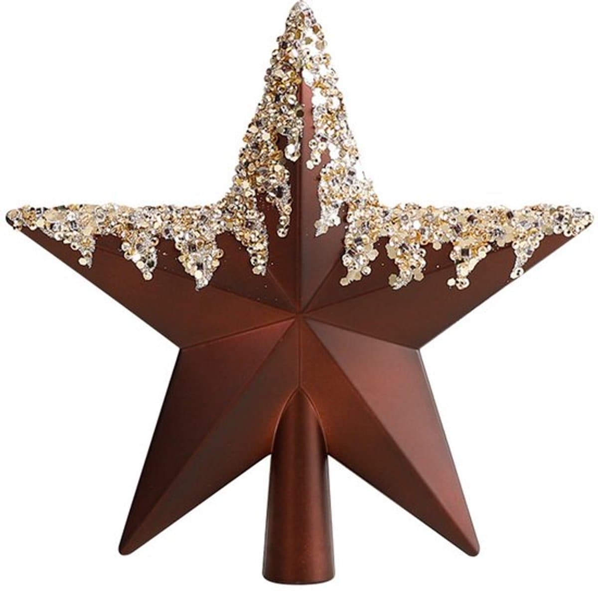 Kerstversiering, kerstversiering voor een feest - bruine boom met ster erop (geschikt voor bomen van 120-240 cm hoog)