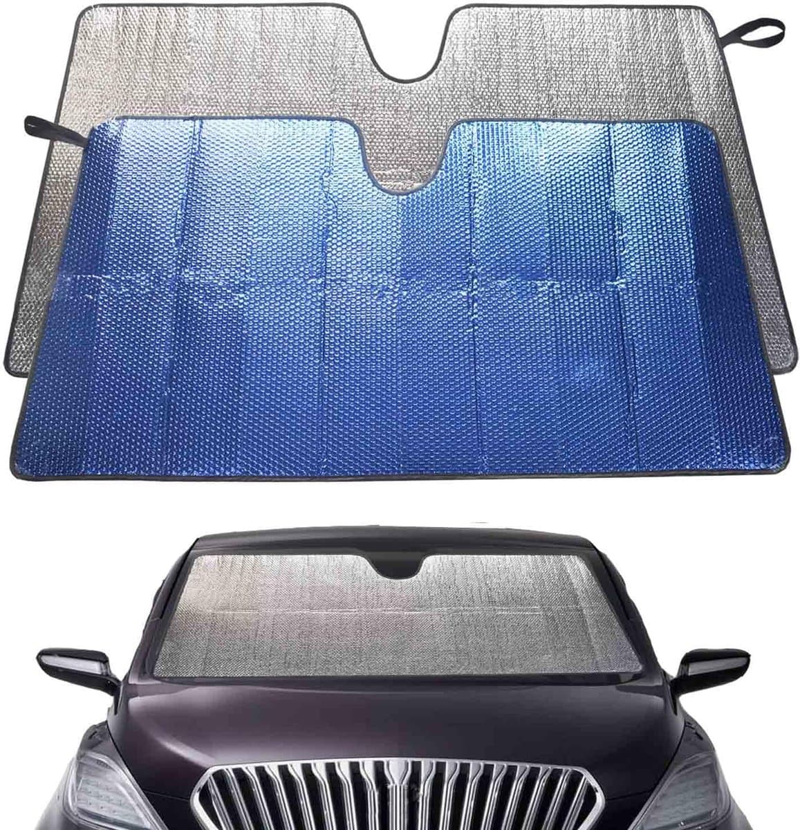Dailygoods- Autozonwering 150 x 80 cm - Opvouwbaar - Reflecterend - UV-bescherming - Duurzaam - Lichtgewicht - Zonnescherm