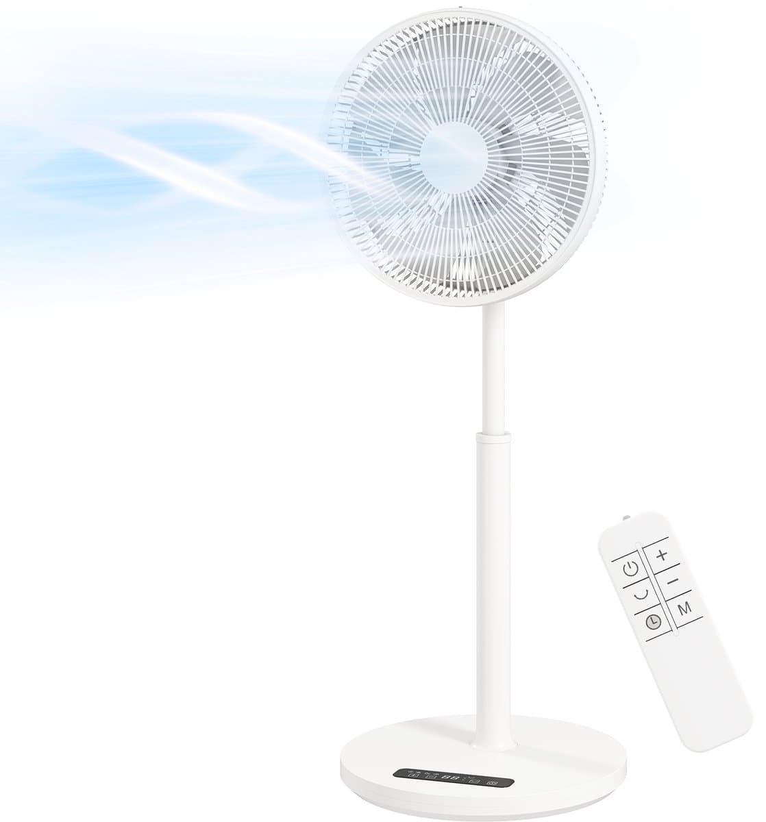 Statiefventilator-Stille ventilator - Staande ventilator - 12 snelheden - Met afstandsbediening - Timer - Slaapmodus - Slaapkamer - 110 cm - Wit