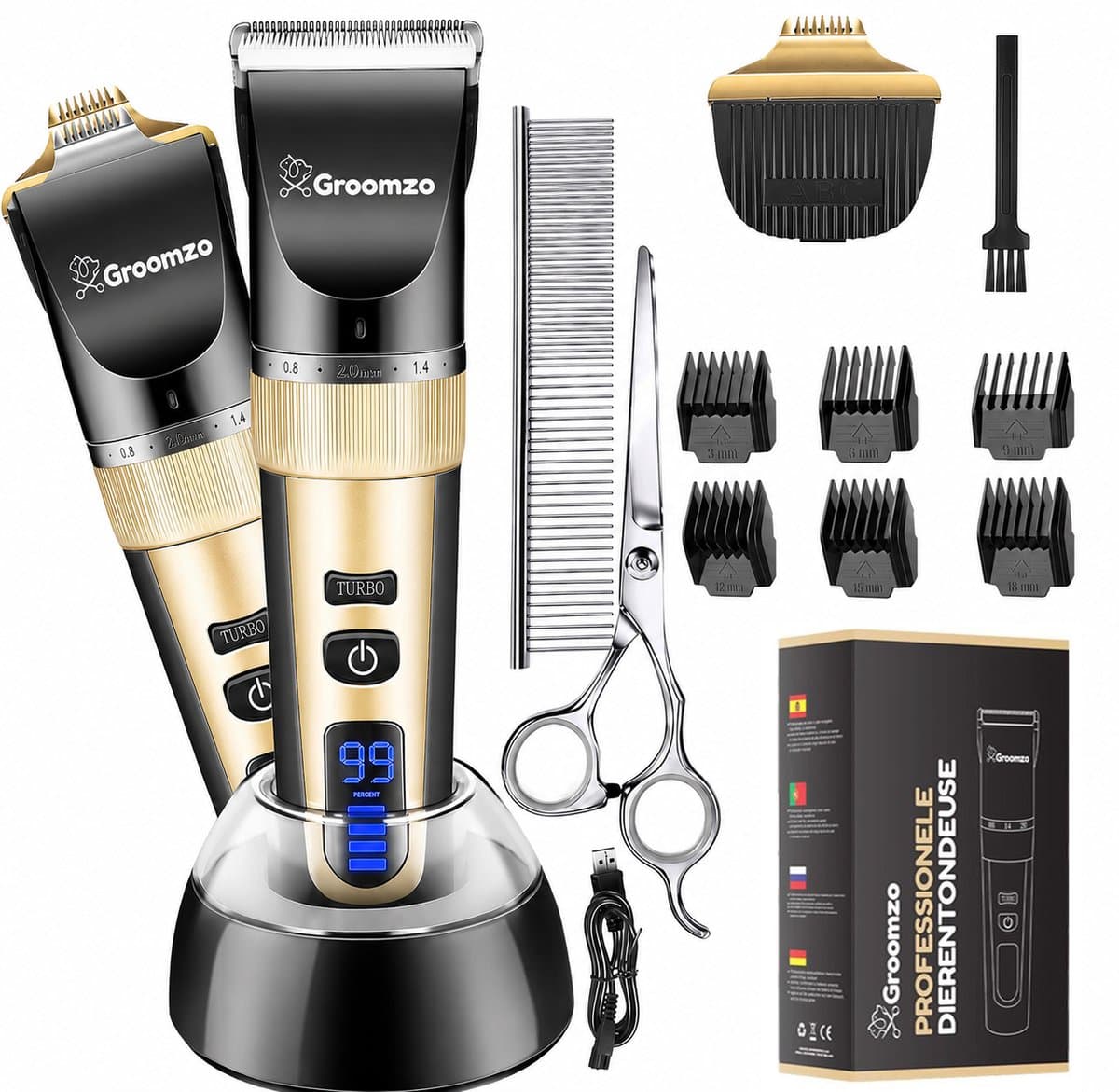 Hondentondeuse met Trimmer Hondenpootjes & Video – Fluisterstil/Draadloos – Tondeuse Voor Pootjes – Honden Trimset - Hondentrimmer - Hondentondeuse Dikke Vacht – Groomzo