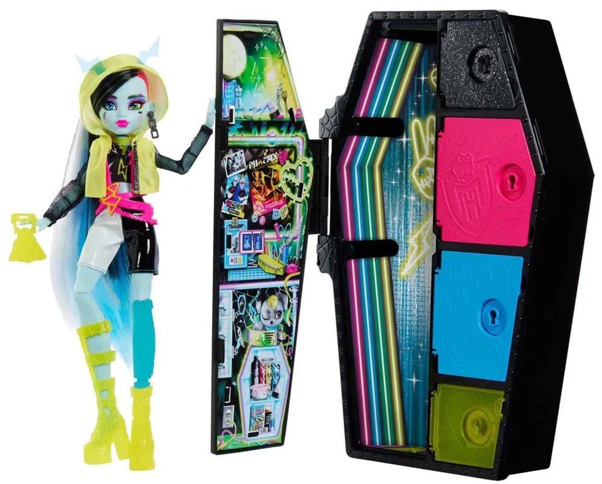 Monster High Skulltimate Secrets Frankie Stein pop - Neon Angsten, 19 verrassingen