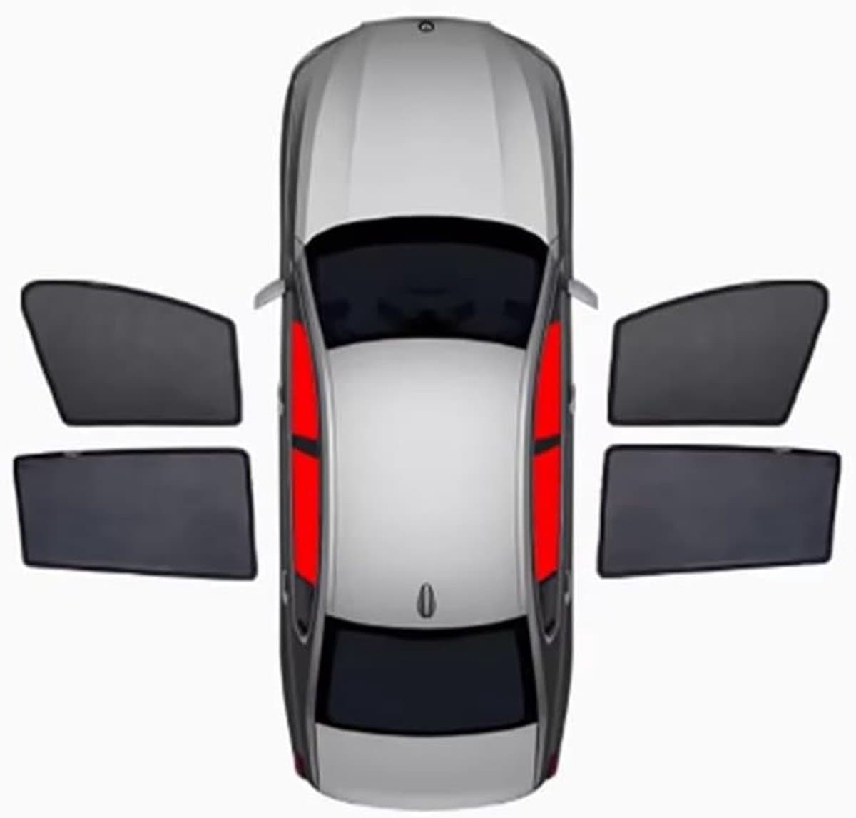 Auto Zonnescherm Set - Mesh Raamdecoratie - Zomerse Ritten - Ademend Mesh Ontwerp - 4 Stuks - Zwart