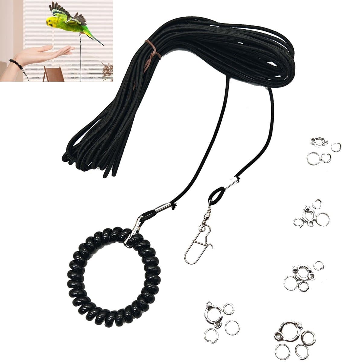 Dailygoods- Papegaaienharnas 6 m - Vogel Lijn - Huisdier Harnas - Vliegtouw - Lichtgewicht - Elastisch Materiaal - Vogelharnas