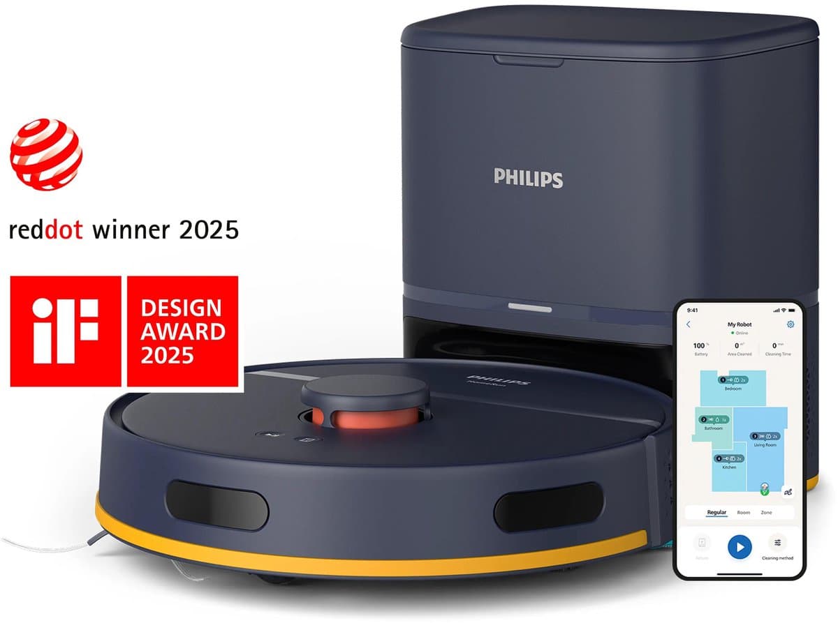 Philips HomeRun 2000-serie Robotstofzuiger Met Dweilfunctie en Automatisch Leegstation – XU2100/15 – 6000 Pa Sterke Zuigkracht – Compact Design