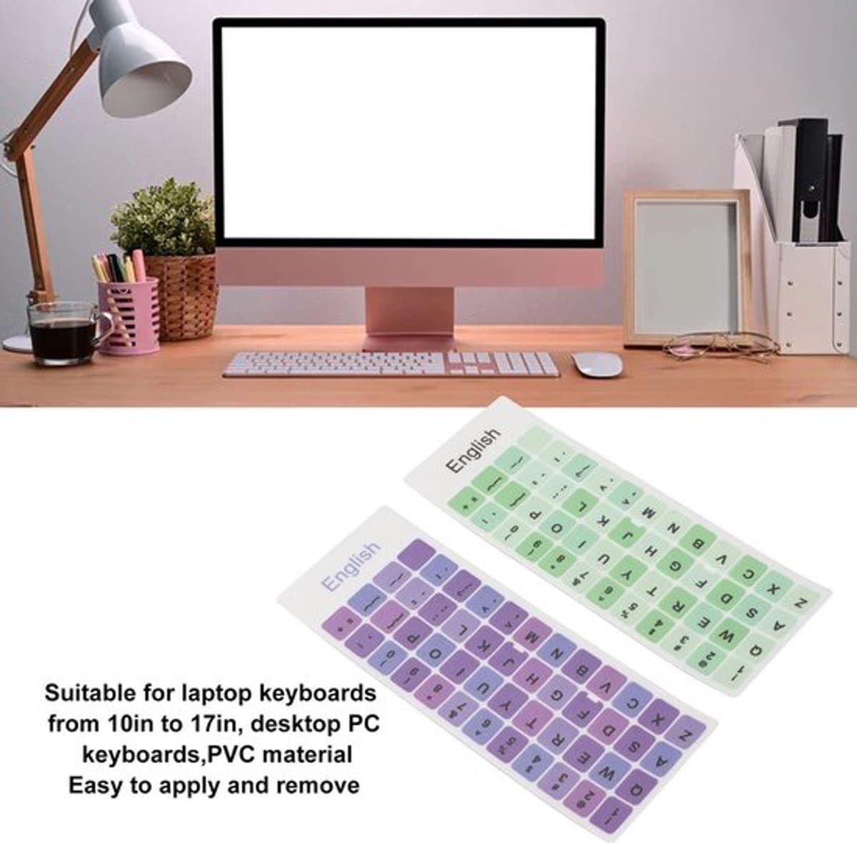 Toetsenbordstickers Waterdicht - Toetsenbordstickers QWERTY - Kleurrijke Stickers - Stofdicht - Voor PC/Laptop - Set van 2 - Toetsenbordlabels