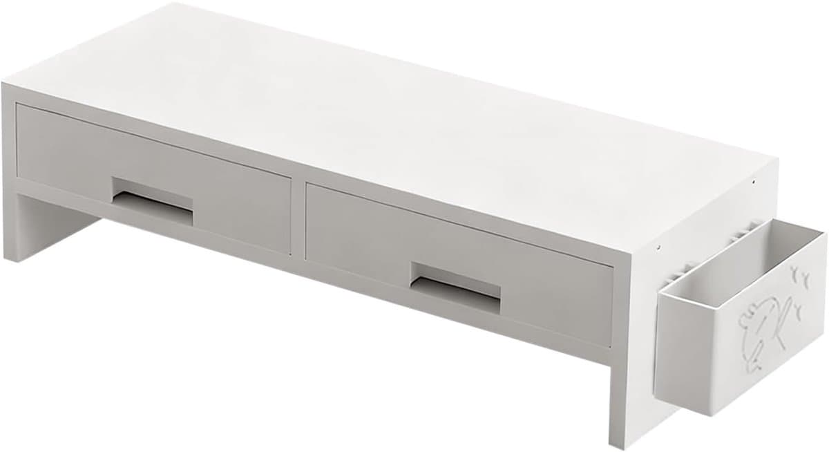 Monitor Verhoger - Bureau Organizer - Ergonomisch Werken - Met Dubbele Lade - 50x19.5x13.5cm - Wit