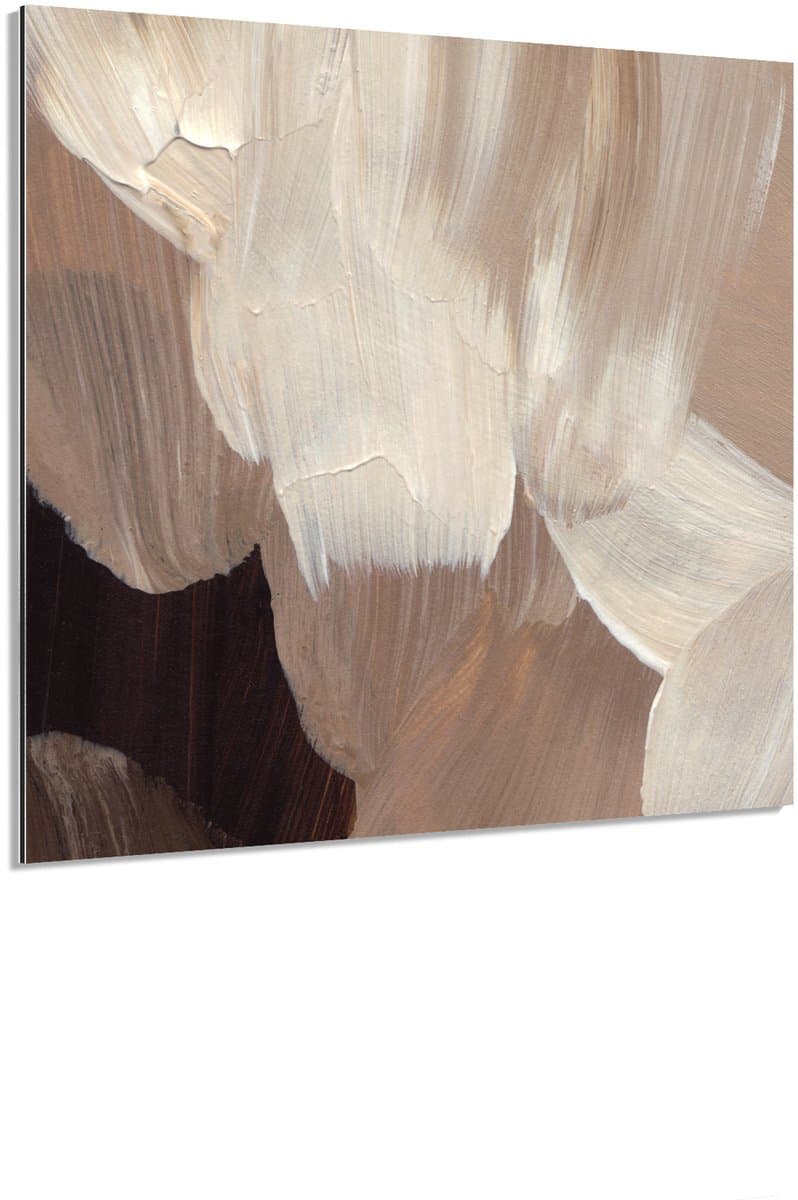 Beige grafisch patroon - Schilderij 70x70 cm - Wanddecoratie op Aluminium Dibond - Aluminium Wandpaneel