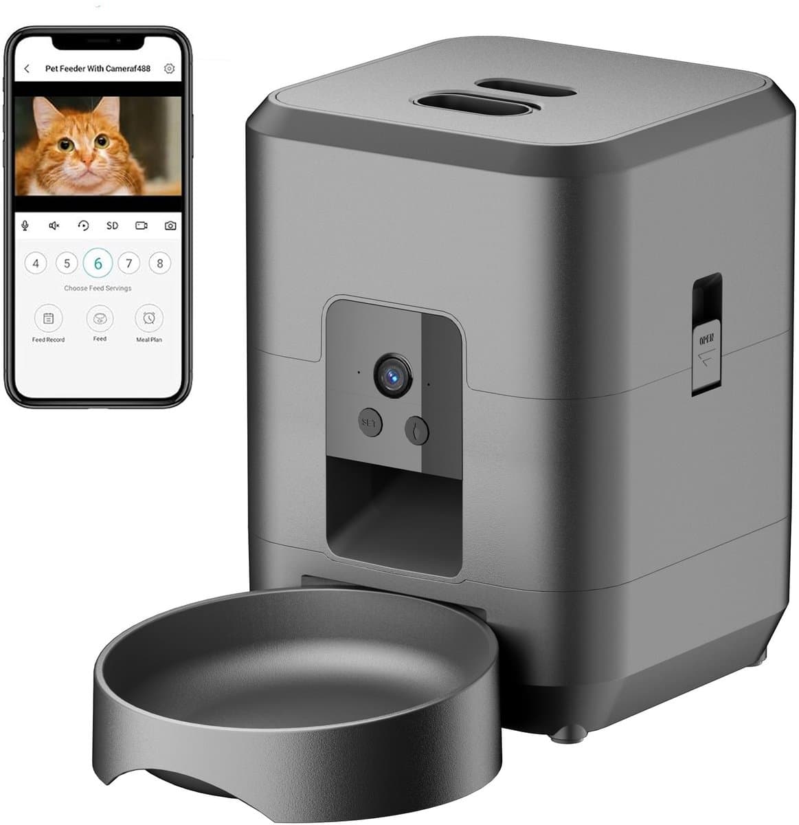 GYW SmartPet Feeder - Automatische Voerautomaat - Wifi & App Bediening - Live Camera - Instelbaar Voerschema