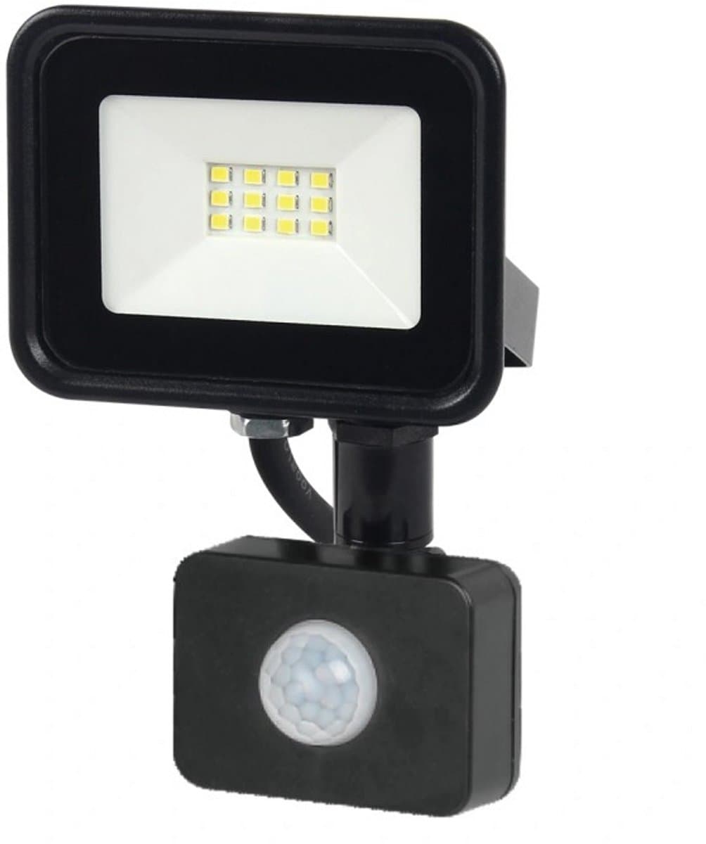 LED schijnwerper aluminium - 10W - 800 lumen - Buitenlamp met sensor - Tuinverlichting met sensor - Schijnwerper met bewegingssensor - Zwart