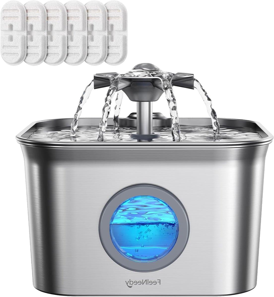Drinkfontein Kat - Waterbak - Fris Water - Roestvrij Staal - 2.8 Liter - Zilver
