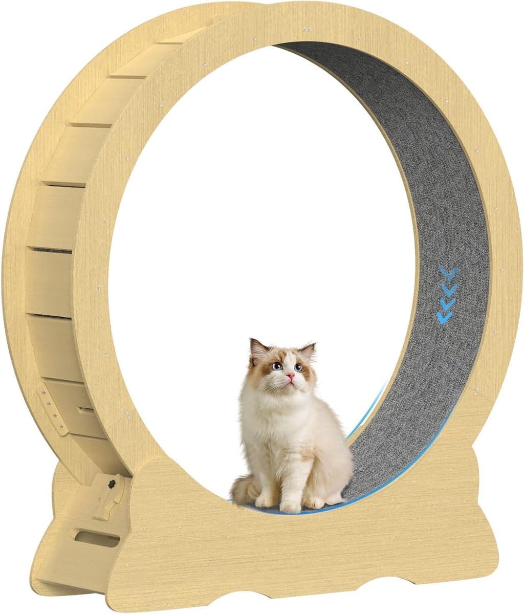 Kattenloopband - Loopwiel Kat - Actieve Beweging - Super Stil Ontwerp - 120cm Diameter - Houtkleur