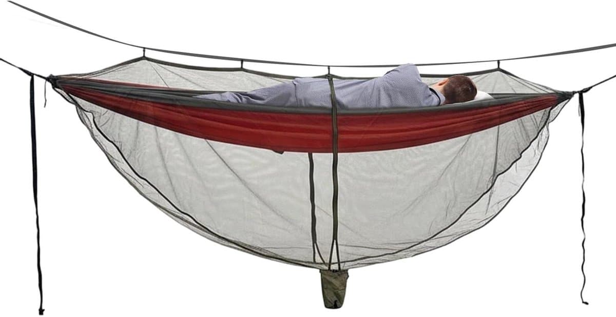 Hangmat Insectennet - Hor Horrengaas - Buiten Ontspannen - Versterkte Naad - 340x140 cm - Legergroen