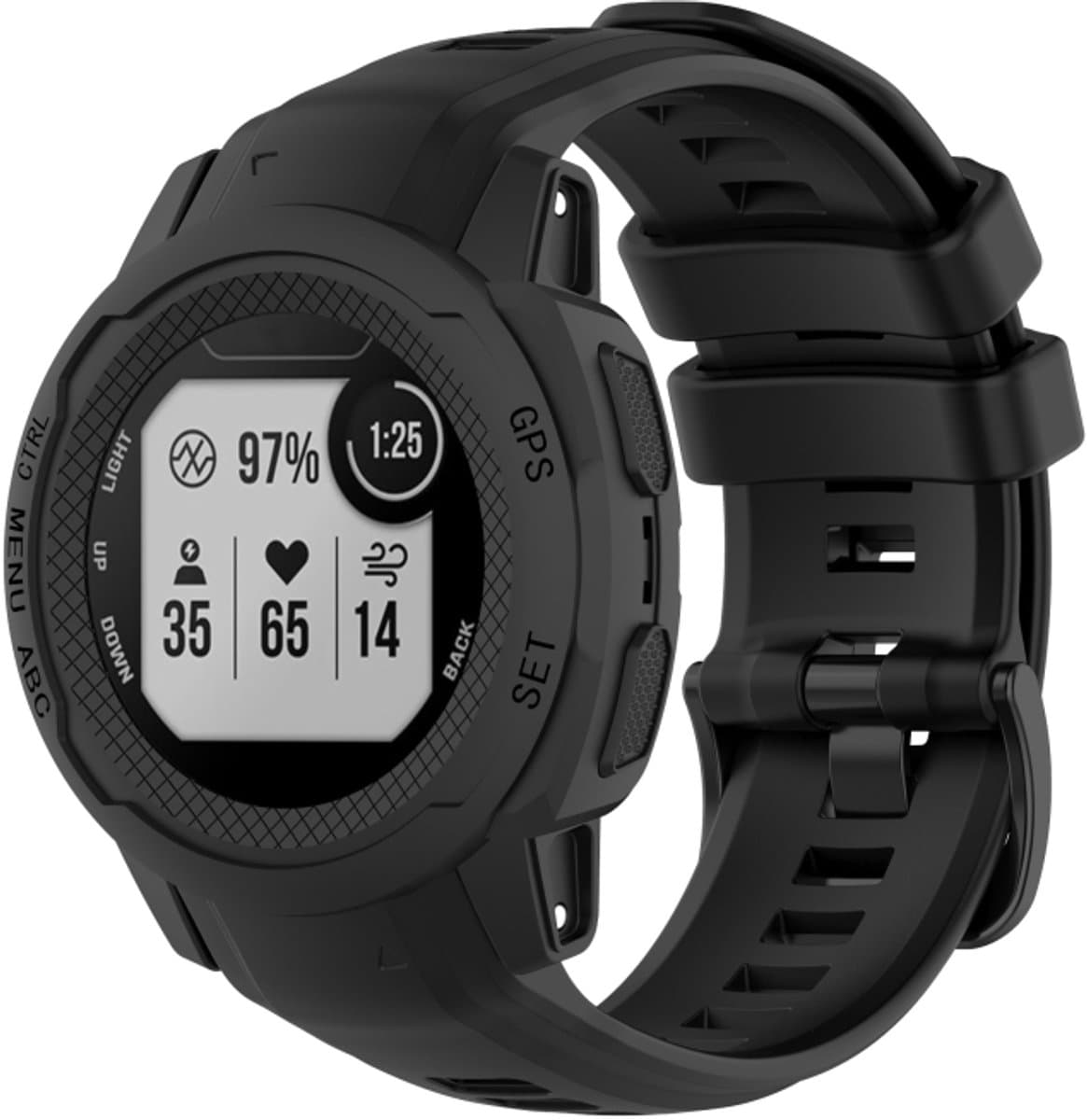 Voor Garmin Instinct 2S Effen Kleur Siliconen Sport Horloge Band (Zwart)