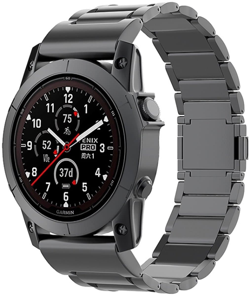 Voor Garmin Fenix ​​7 / Forerunner 965 22 mm driekralen magnetische gesp metalen snelsluiting horlogeband (zwart)