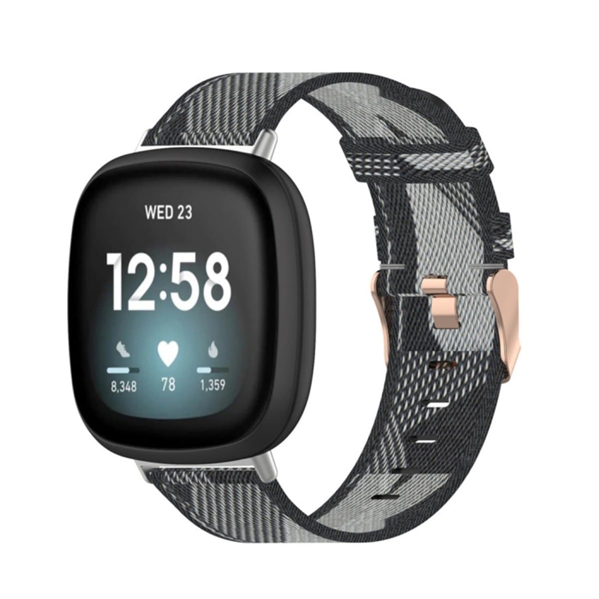 Voor Fitbit Versa 3 / Fitbit Sense nylon canvas strip textuurband, maat: gratis maat (grijs)