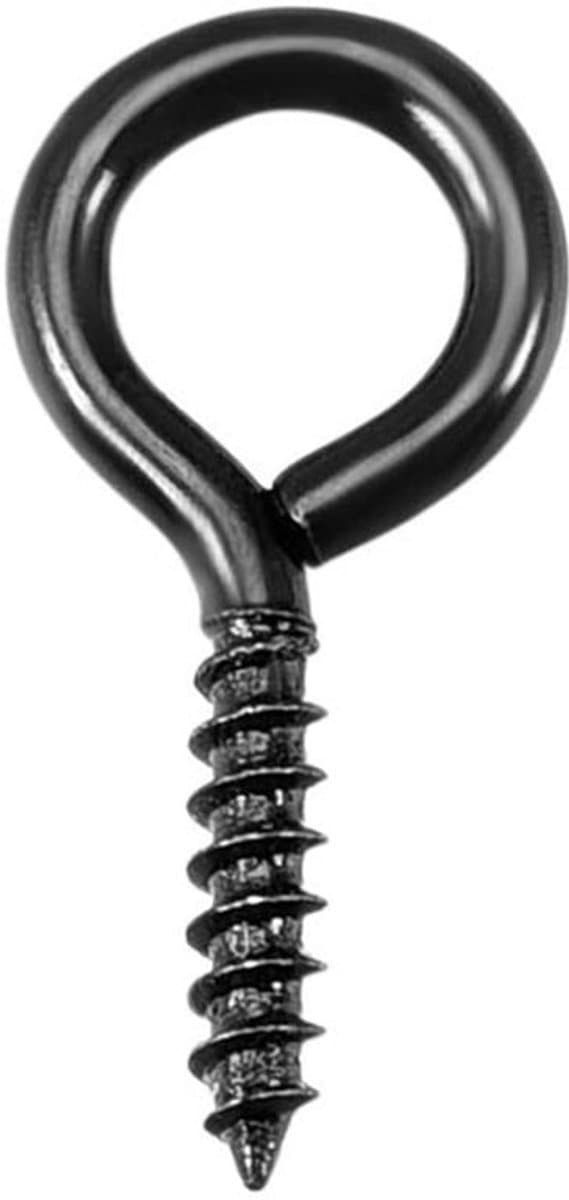 12pcs Schroefooghaken 1.3" Zwart - Zelfsnijdende Schroeven voor Wand- en Plafondbevestiging