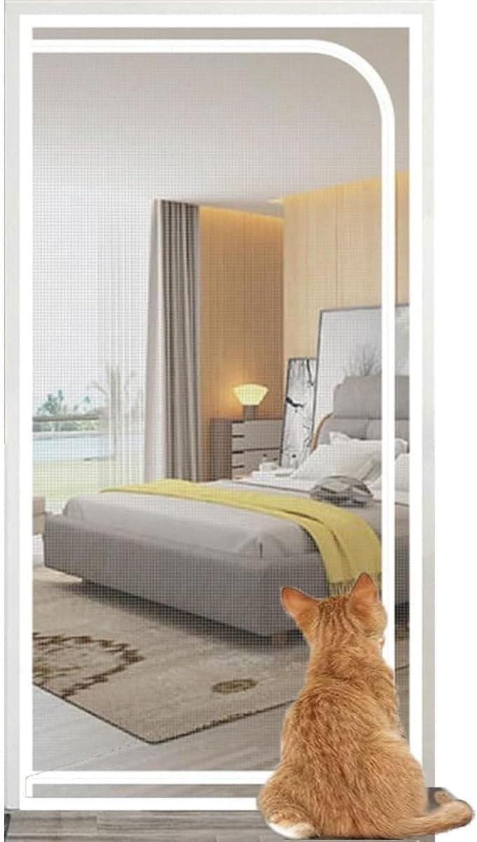 Kattenhor Deur - Huisdierhekje Babyhekje - Frisse Lucht Binnen - Versterkt Kattenbestendig Gaas - 90 x 200 cm - Zwart