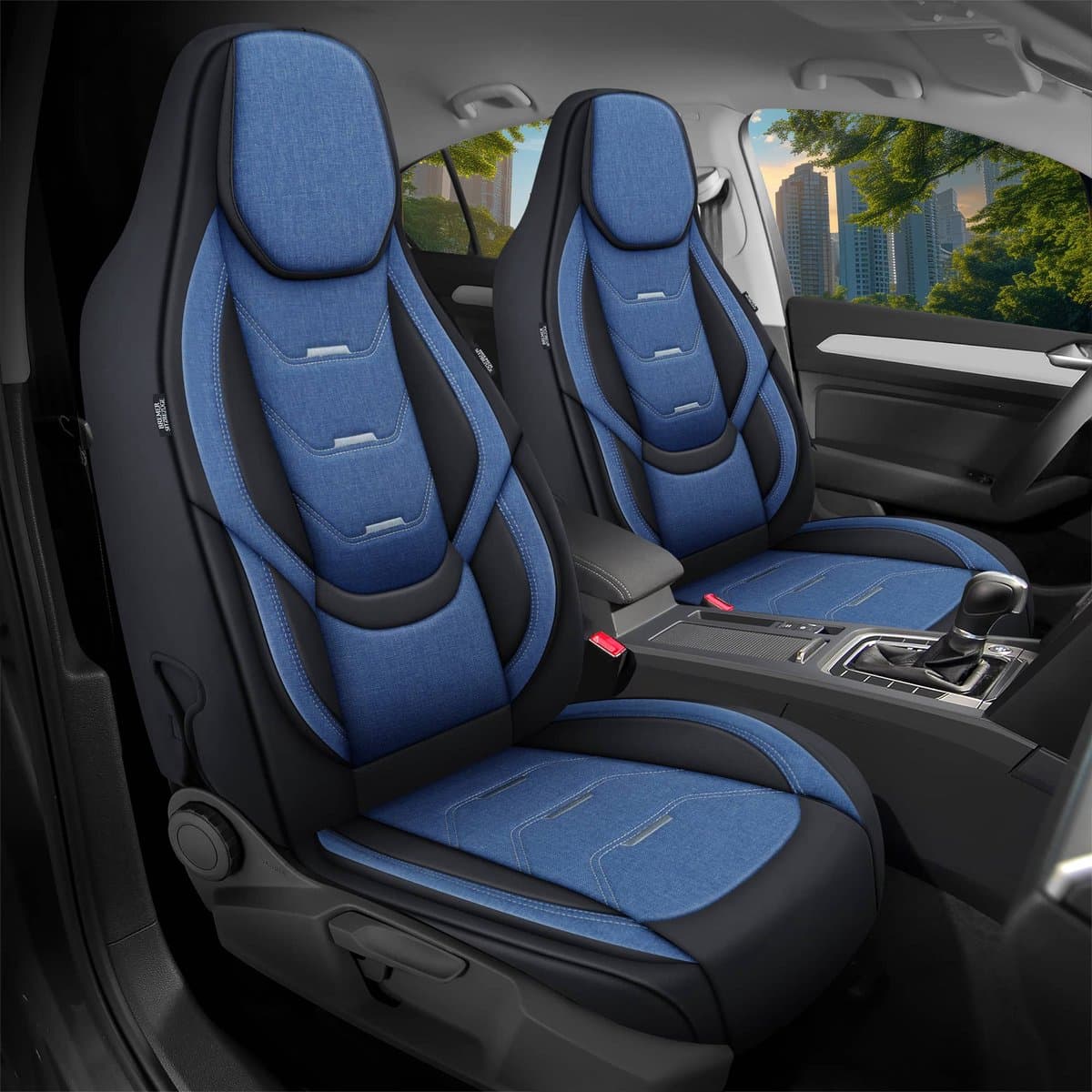 Premium Camper stoelhoezen voor Carado T 447H H6 in Zwart/Blauw (2 losse stoelen)