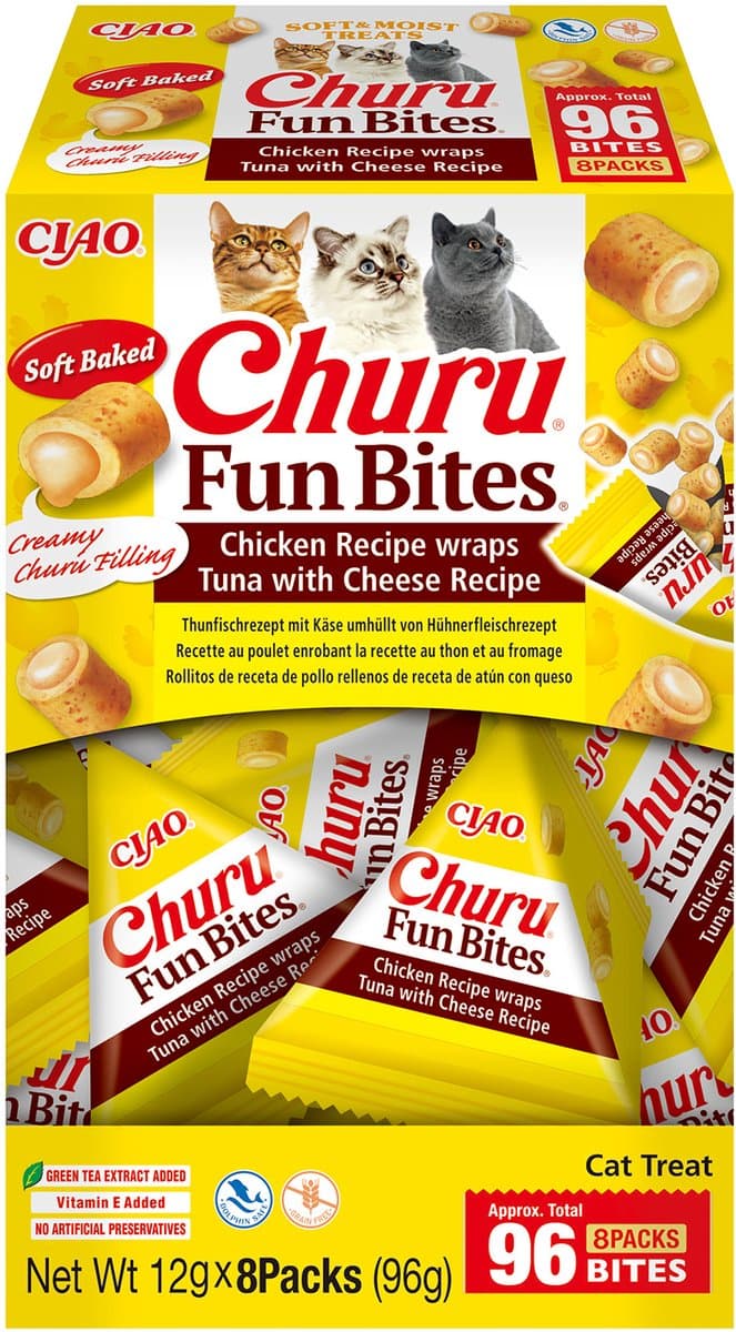Inaba Churu Fun Bites Chicken Wraps - Kattensnack - Tonijn Kaas 12x8 g